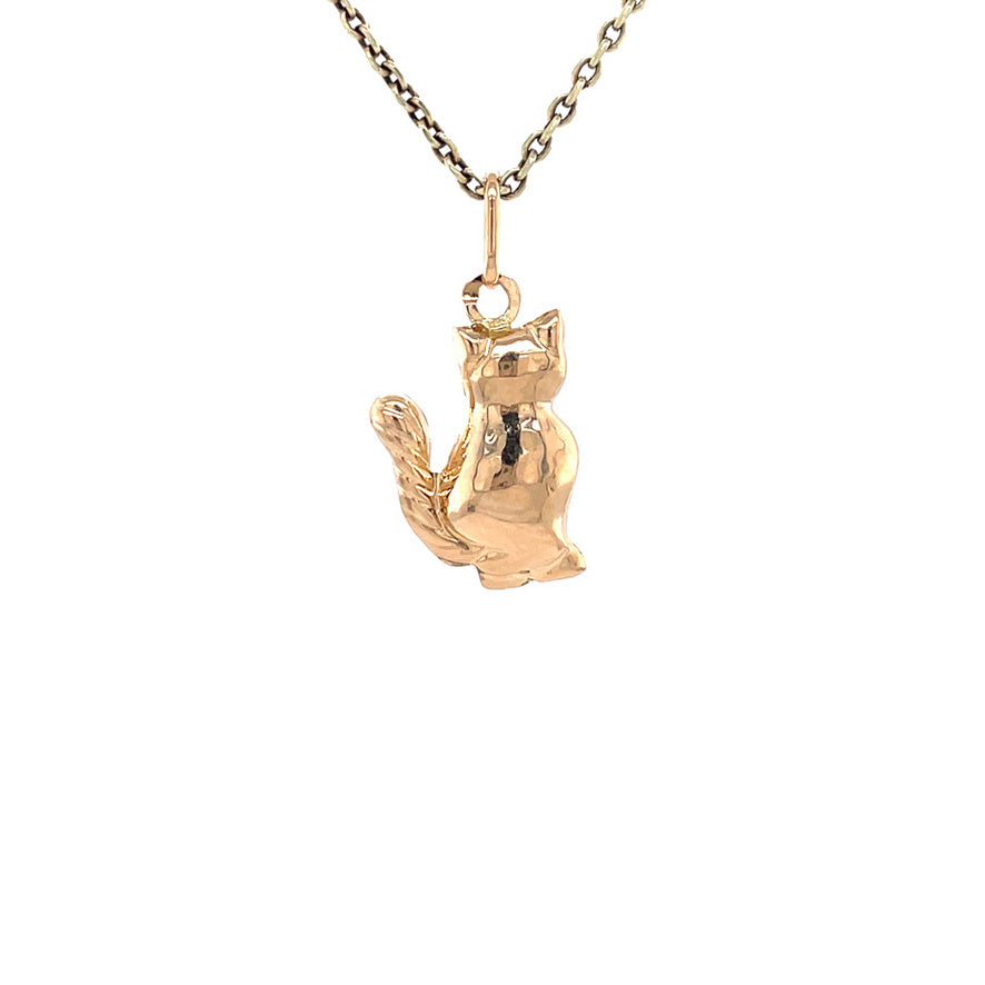 Vintage gold cat pendant 14 kt