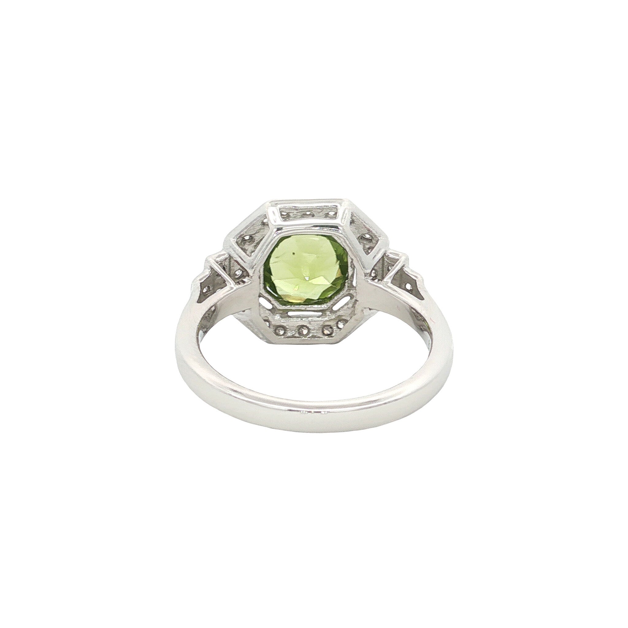 Gold ring with peridot and diamond 14 kt