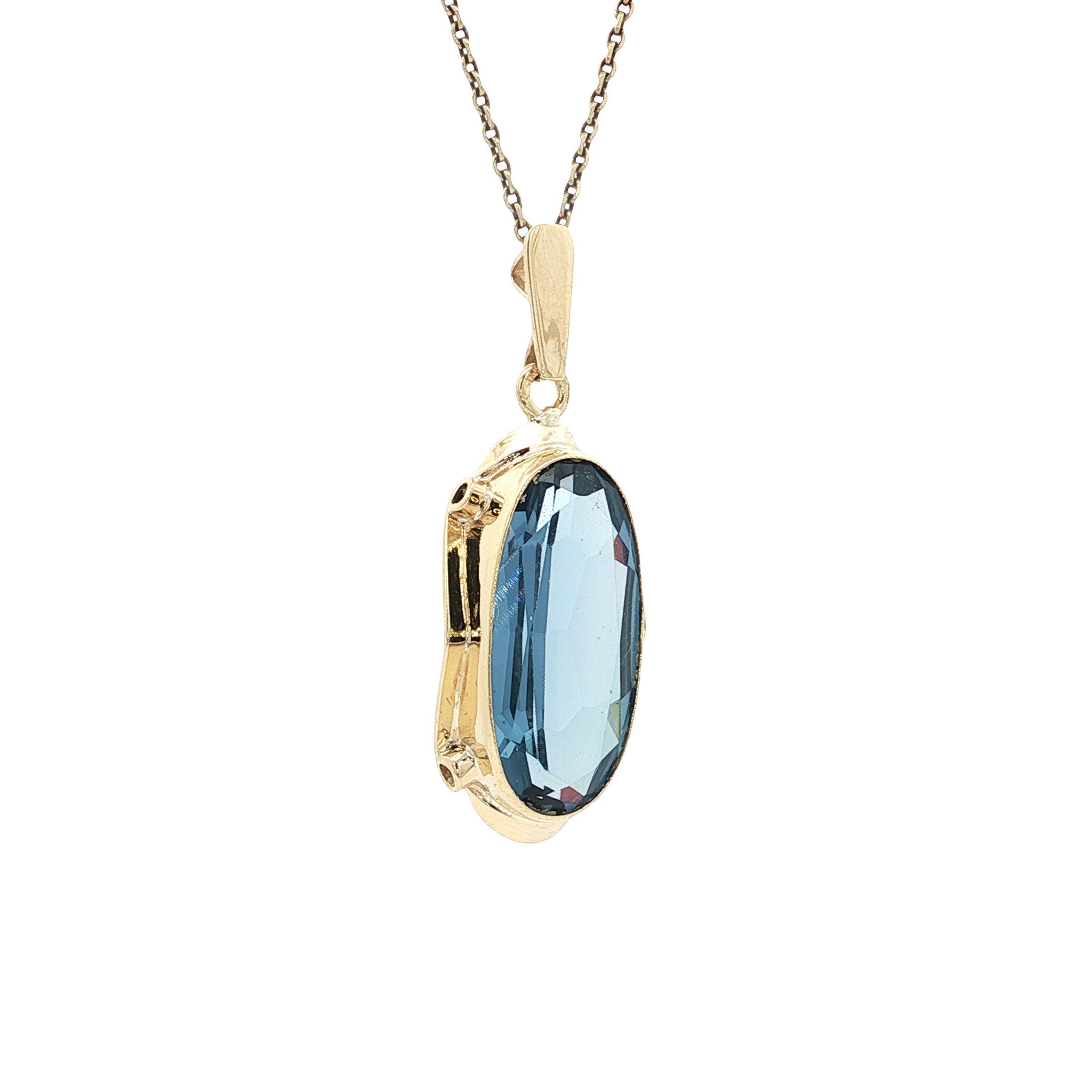 Gouden vintage hanger met spinel 14 kt