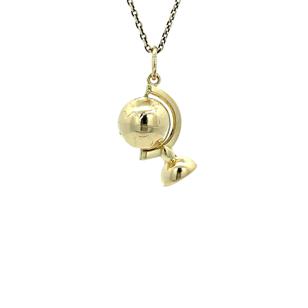 Gouden vintage wereldbol hanger 14 kt
