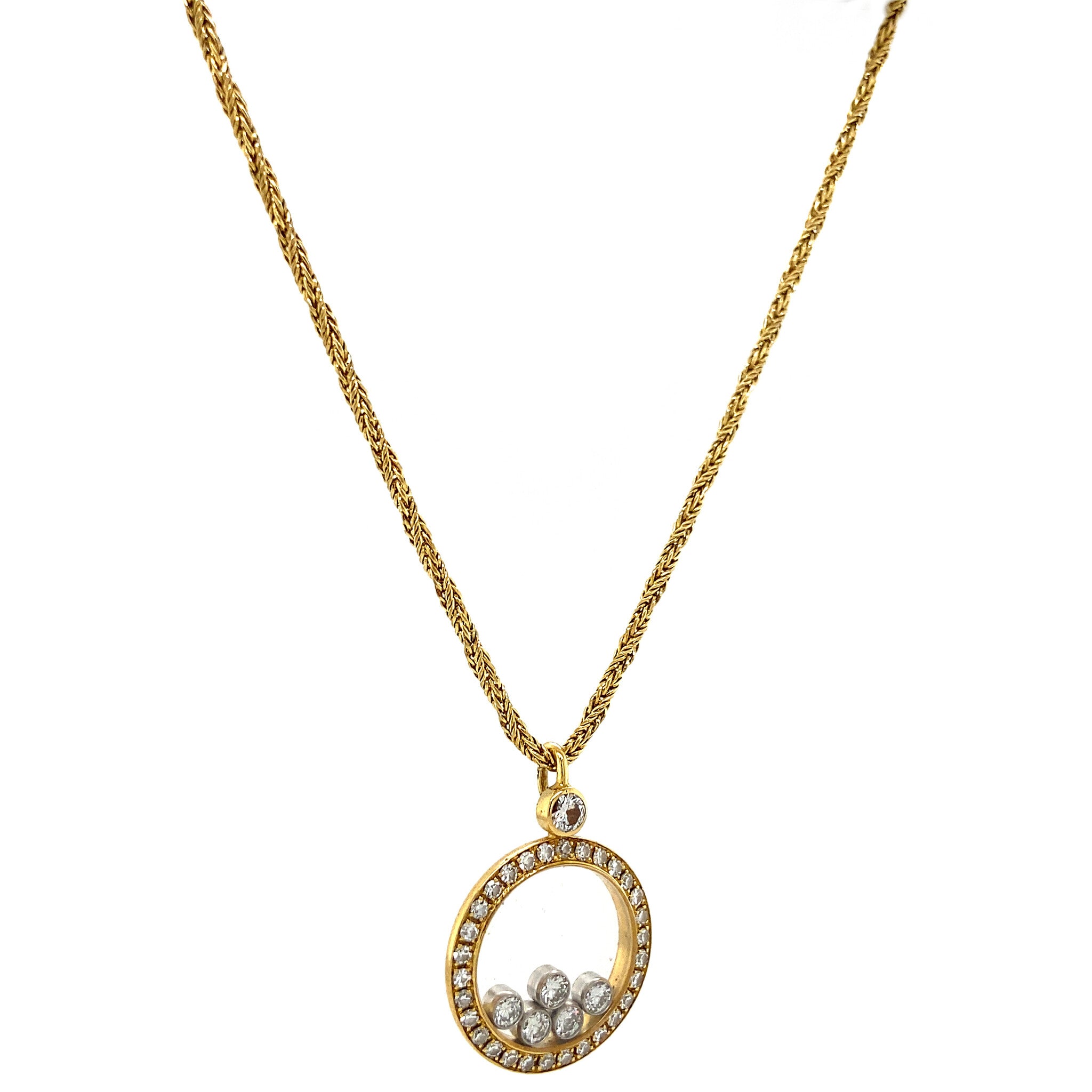 Gouden collier Chopard met Happy Diamonds hanger 43 cm 18 krt