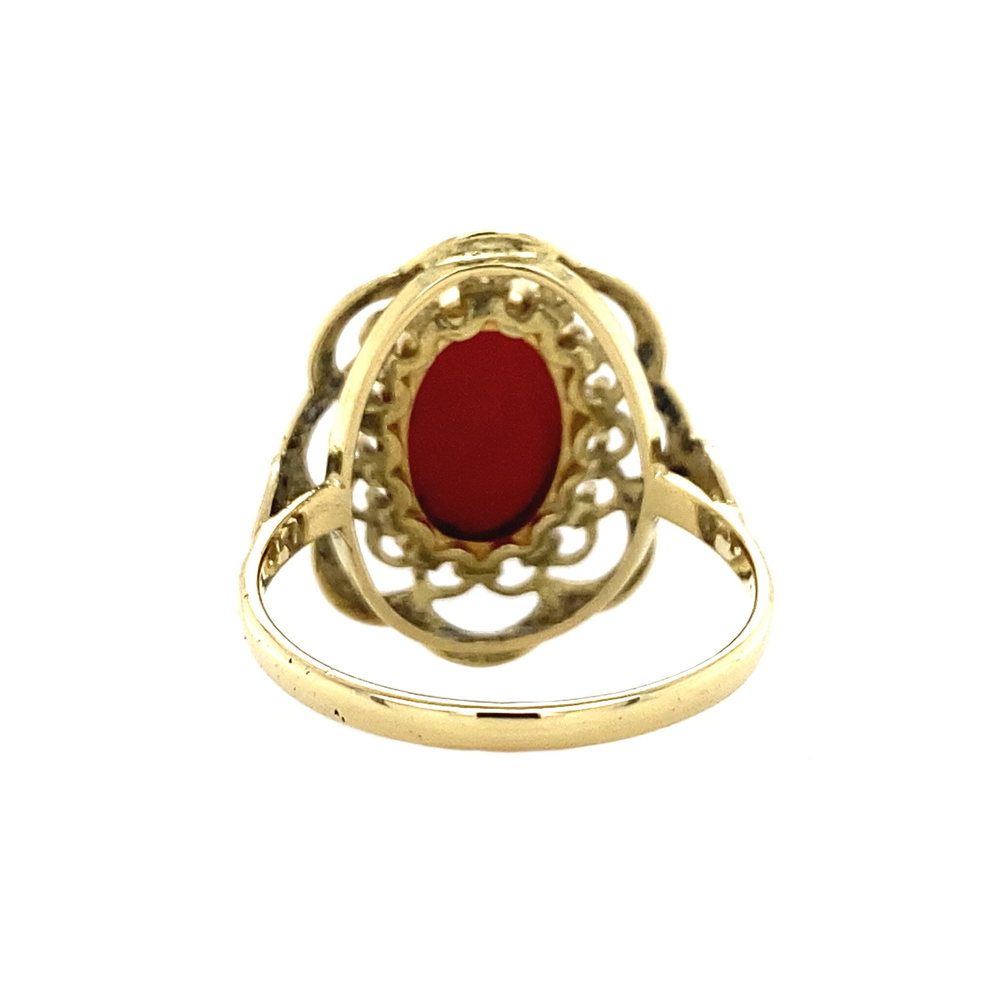 Gold ring with blood coral 14 krt