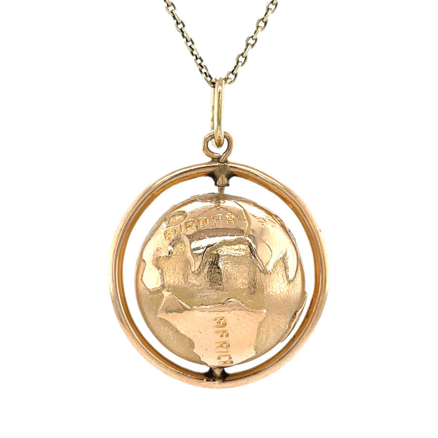 14 kt vintage gold globe pendant