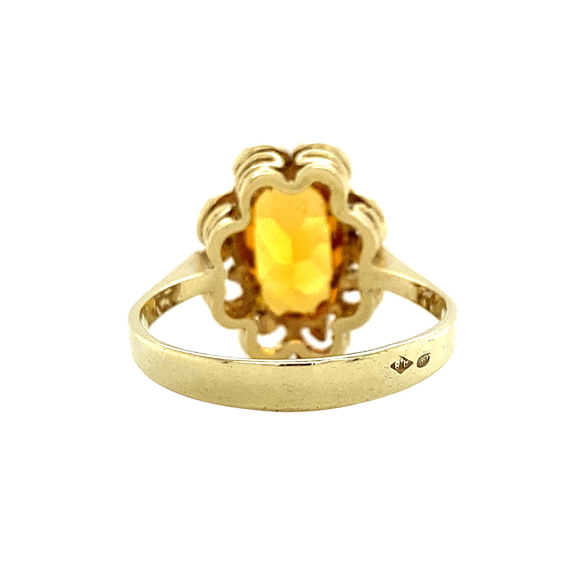 Gold ring with orange glass 14 krt