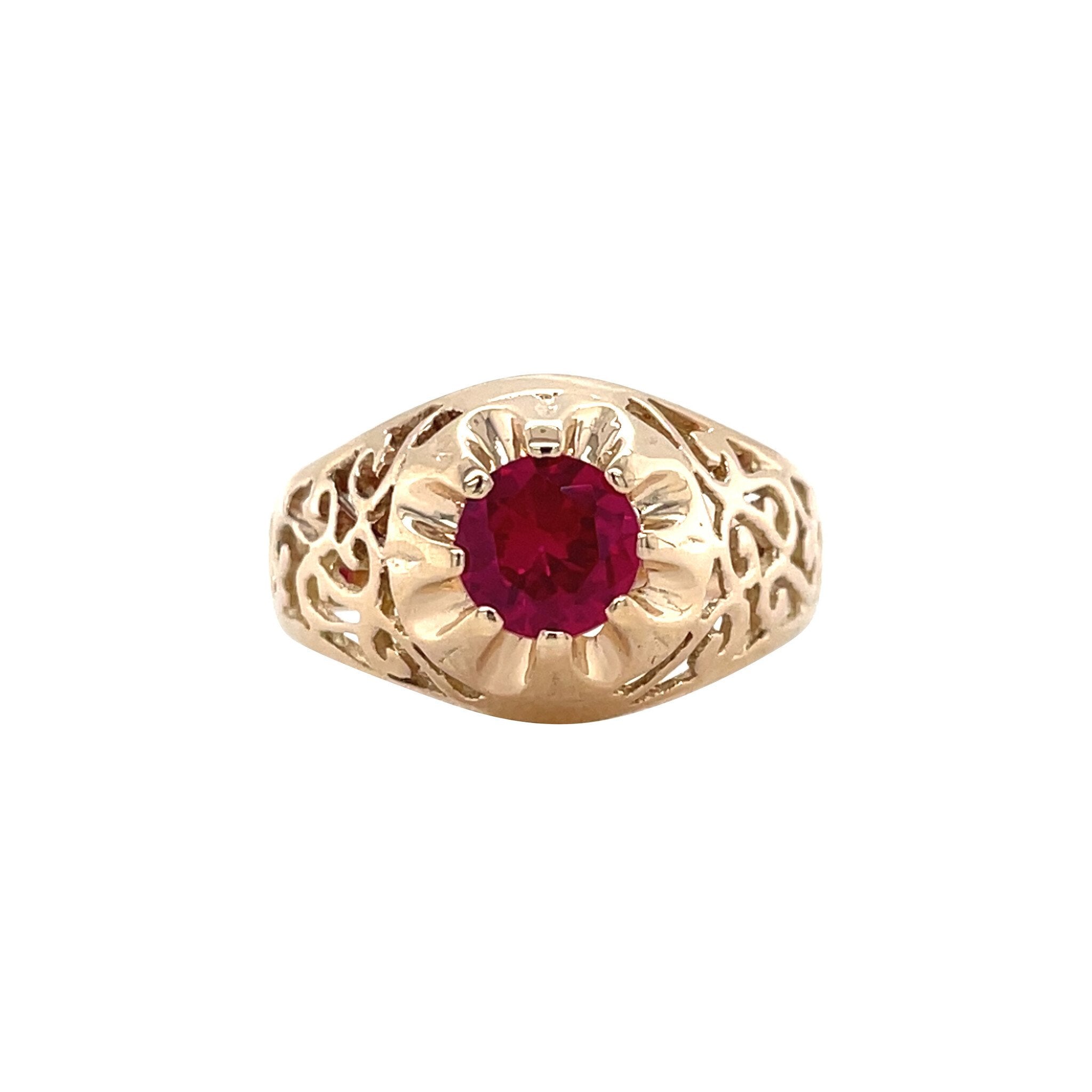 Vintage rose gold ring with ruby, 12 kt