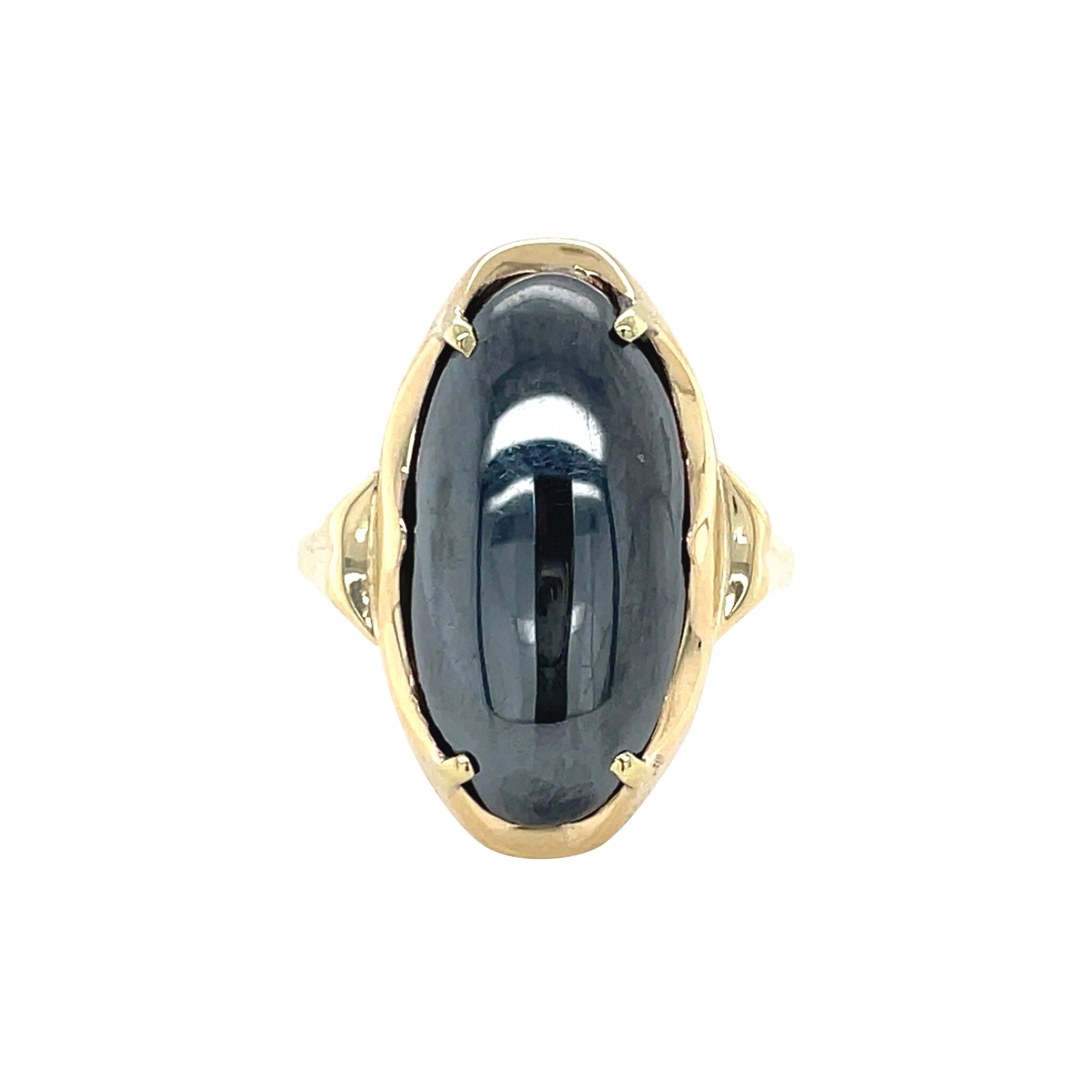 14 kt vintage gold ring with hematite