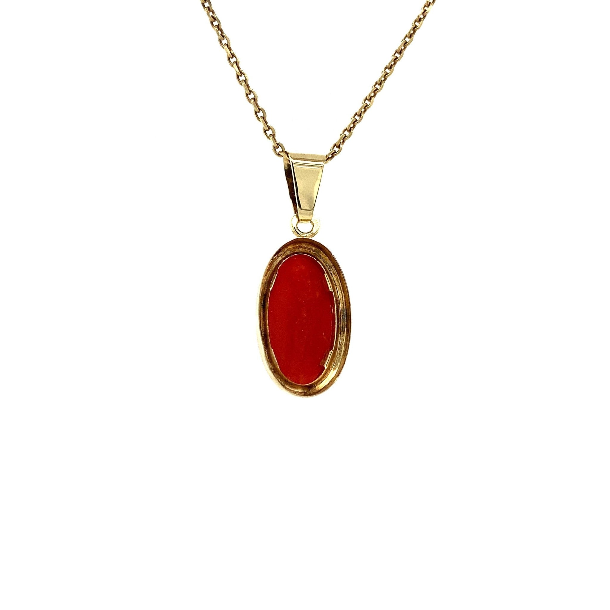 Gouden hanger met bloedkoraal 14 krt