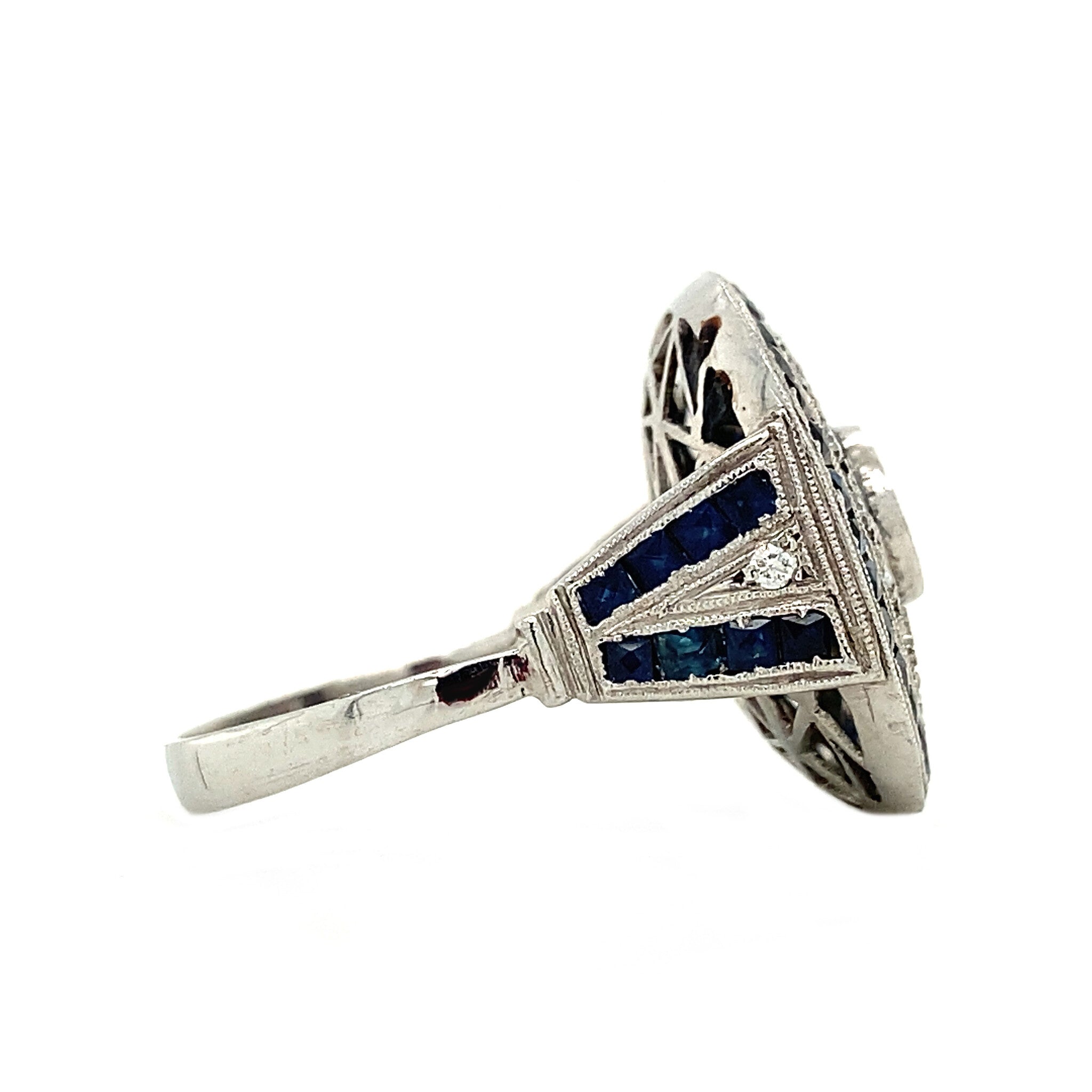 Platina ring met saffier en diamant 950