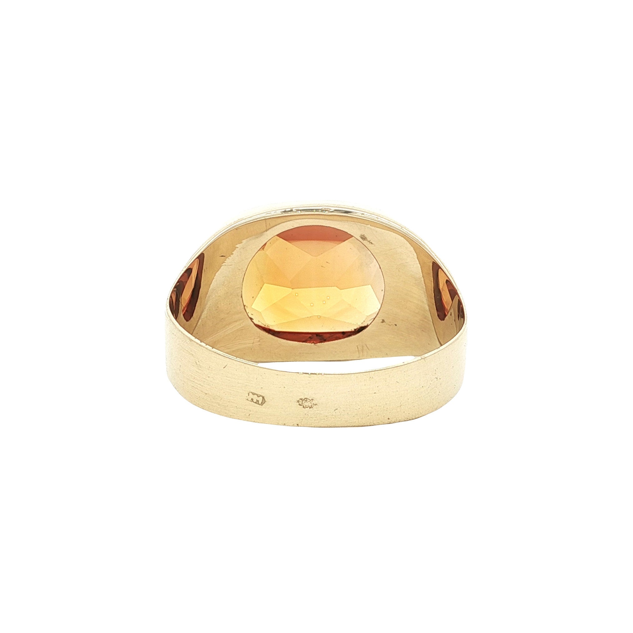Gouden vintage zegelring met saffier 14 kt
