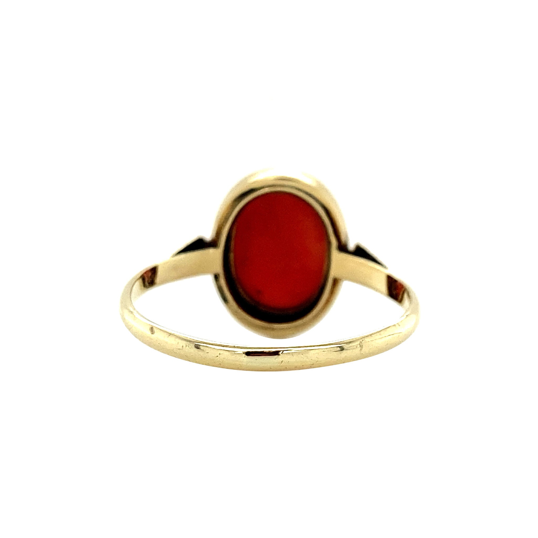 Gold ring with blood coral 14 krt