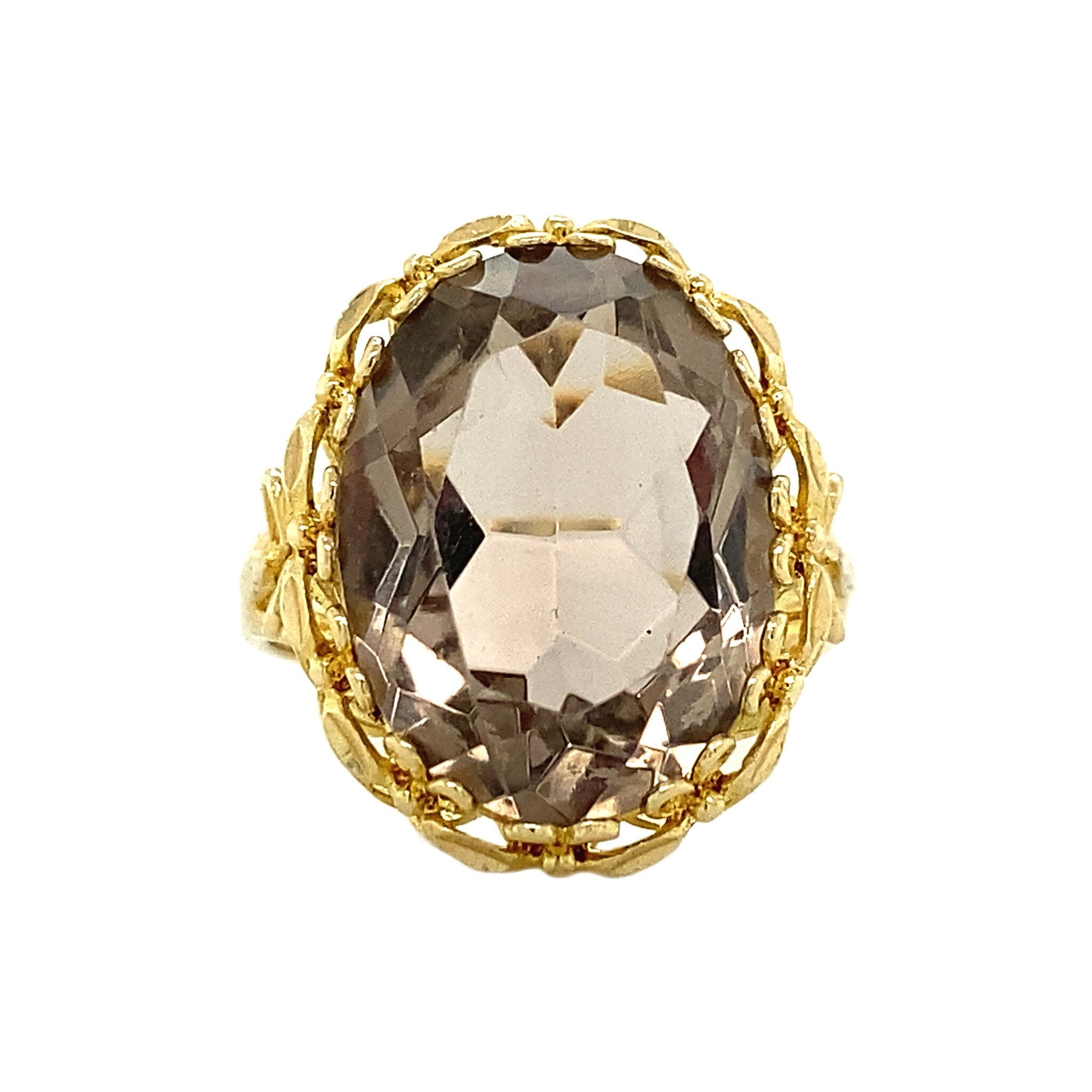 Gold ring with smoky topaz 14 krt