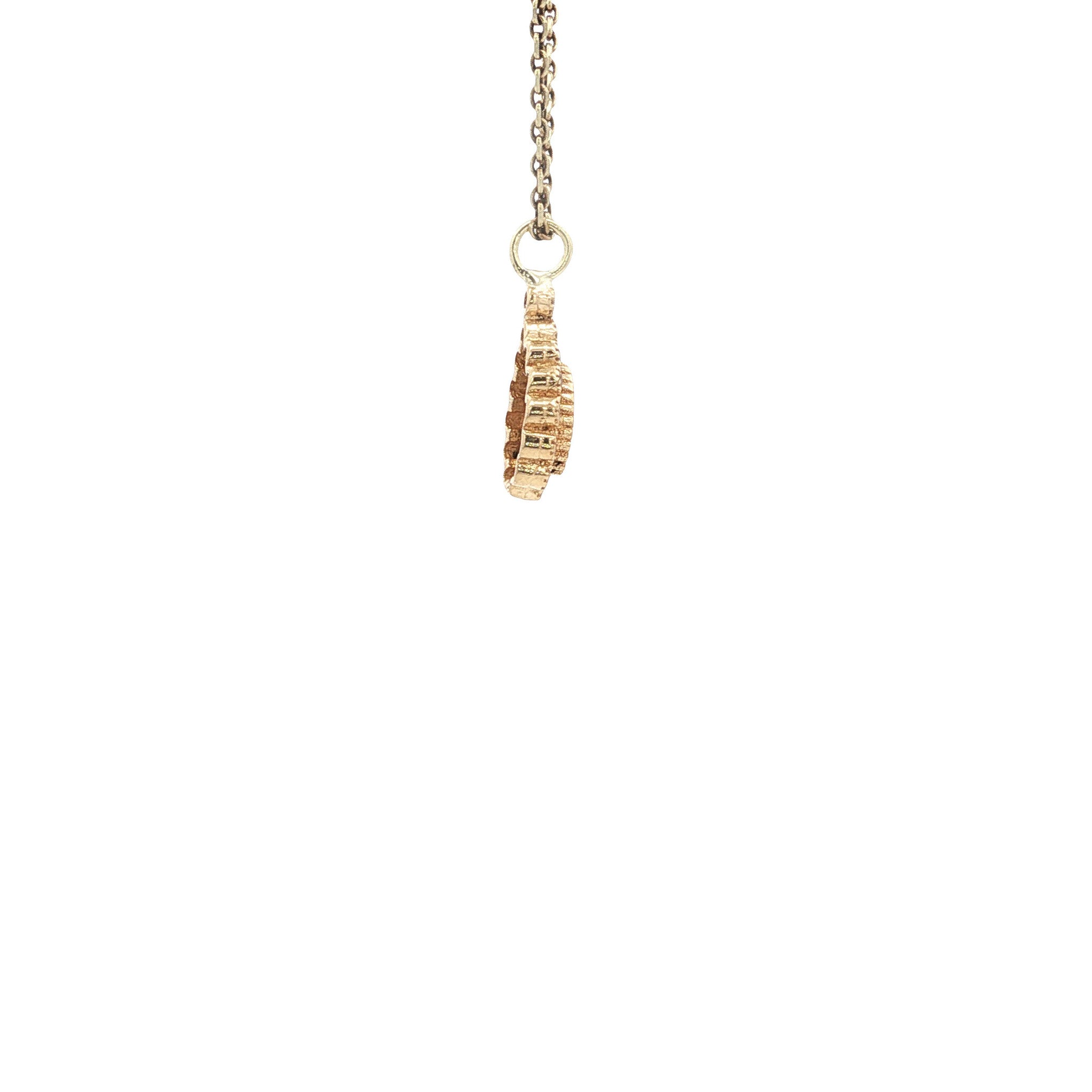 Gouden vintage entourage hanger met kleursteen en zirkonia 14 kt