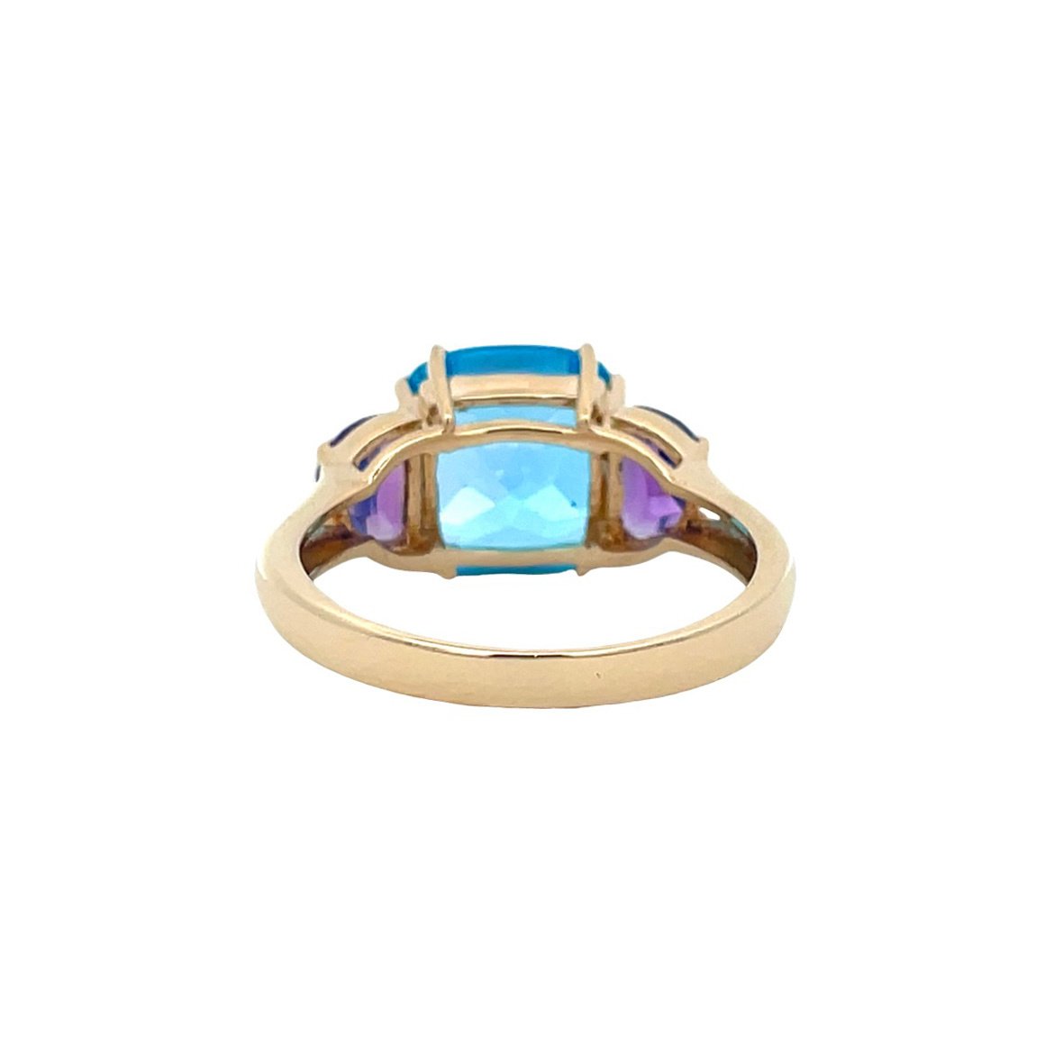 Gouden vintage ring met topaas en amethist 14 kt
