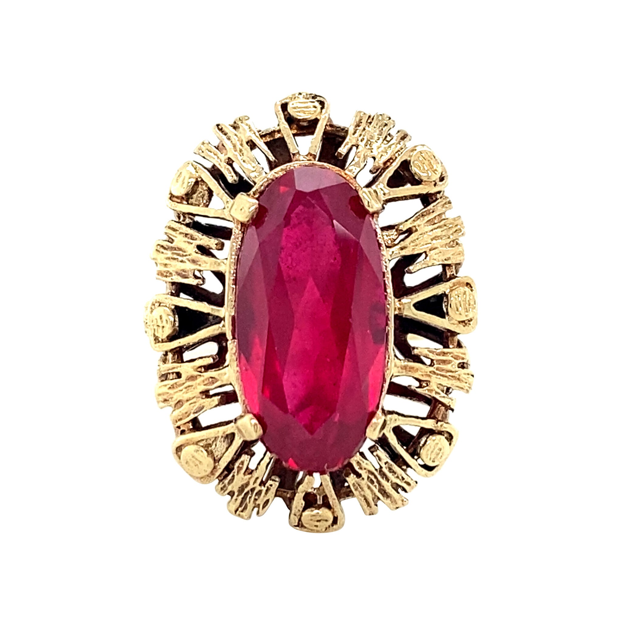 Vintage gold ring with ruby, 14 kt
