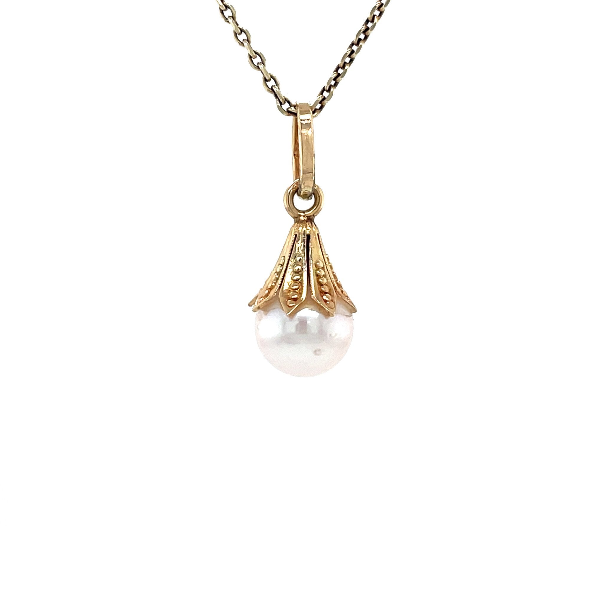 Vintage 14 kt gold pendant with pearl