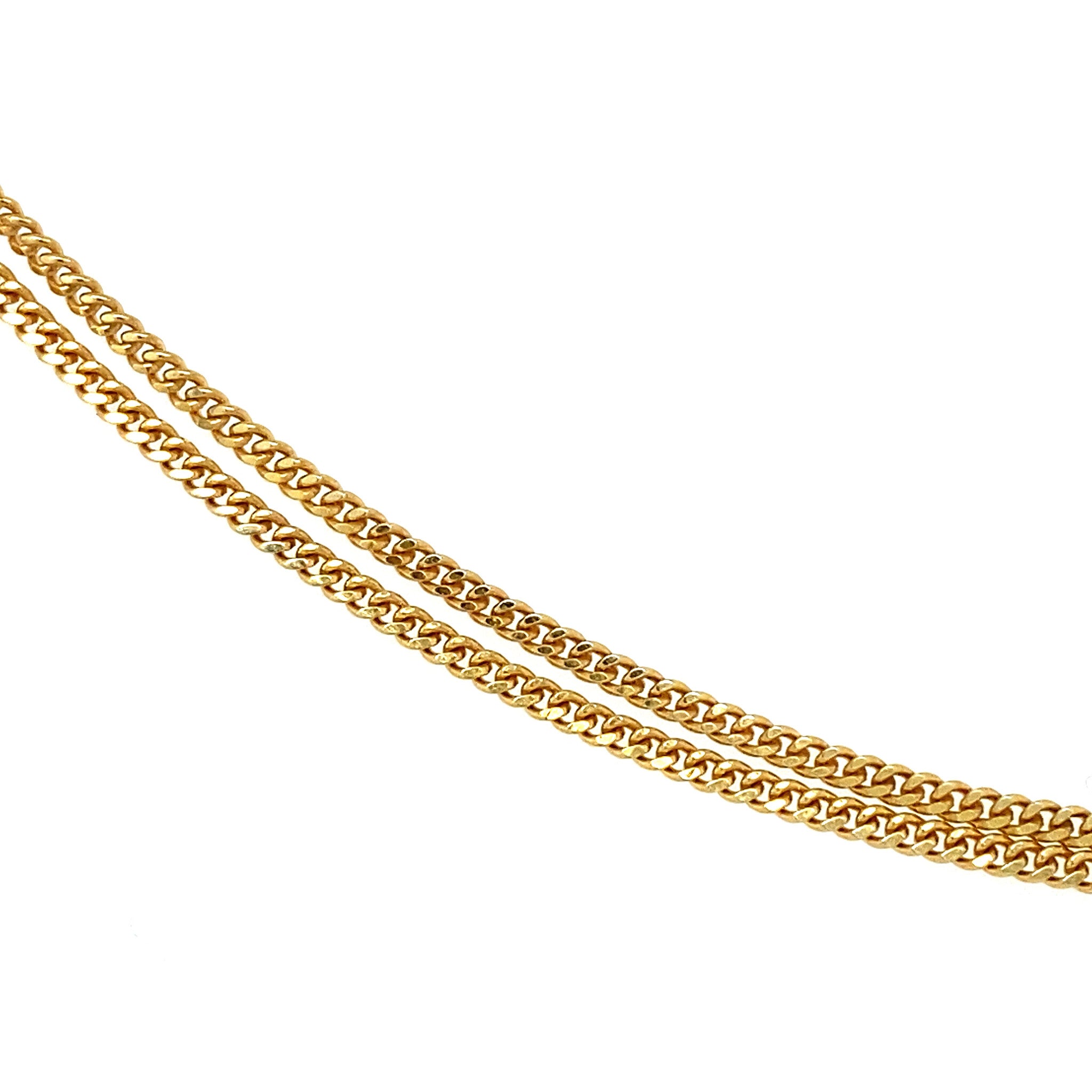 Gouden fantasie collier met granaat 42 cm 14 krt