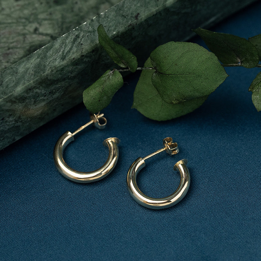 Gouden gladde oorringen 14 krt