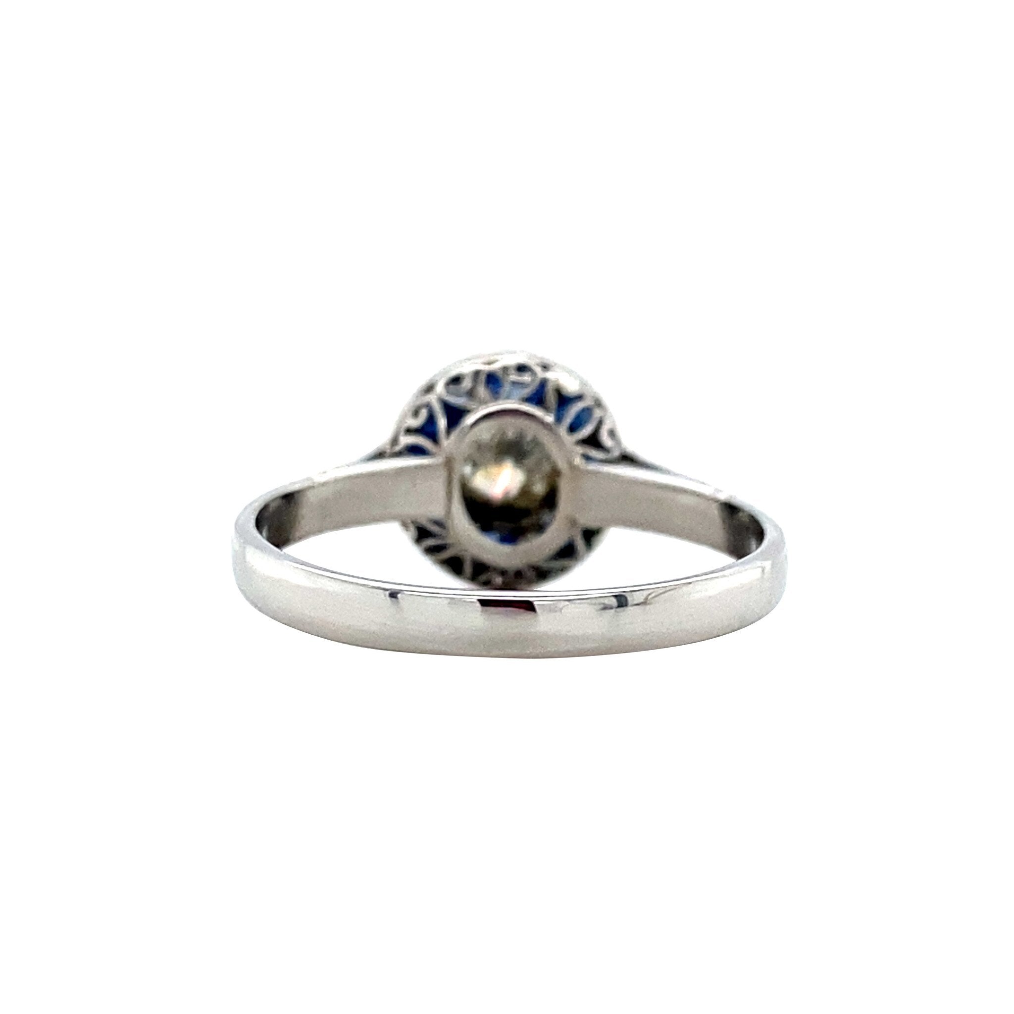 Platinum vintage entourage ring with sapphire and diamond 900