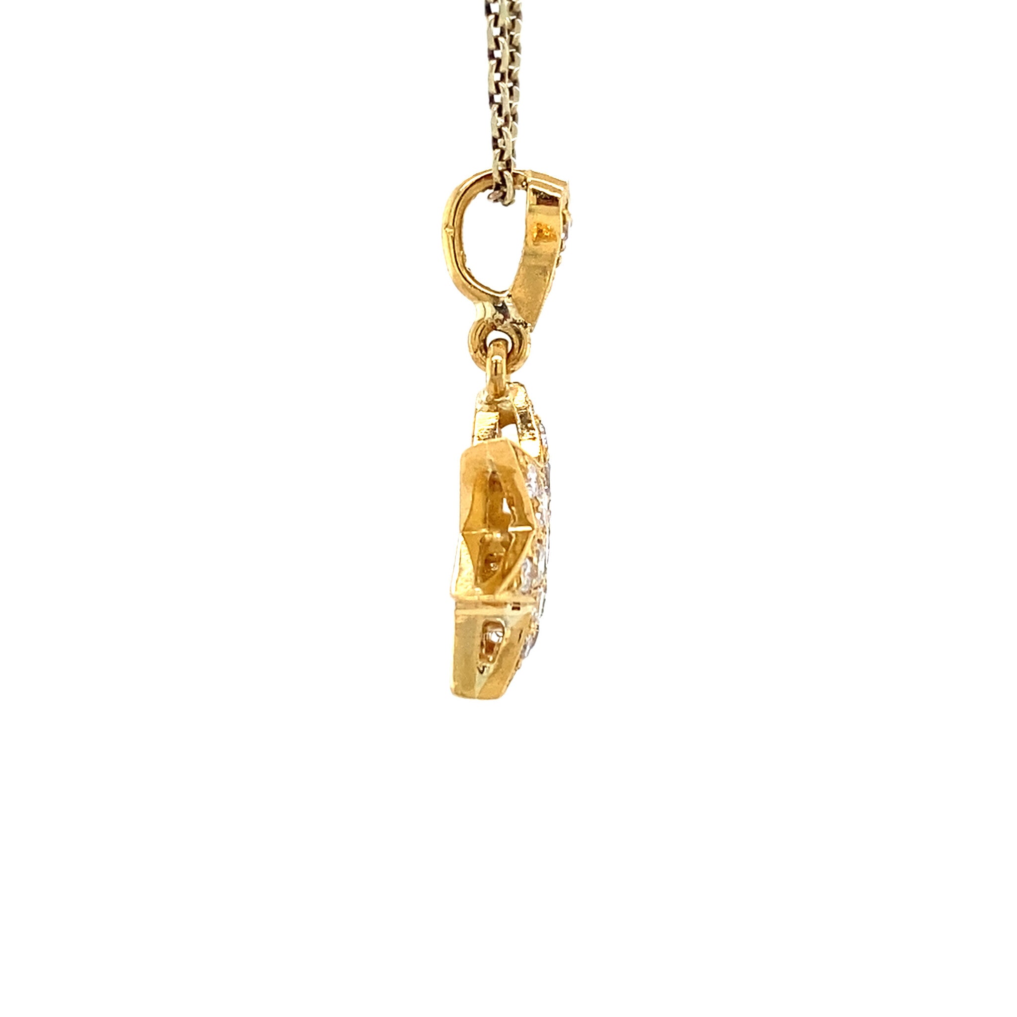 Gouden vintage ster hanger met diamant 22 krt