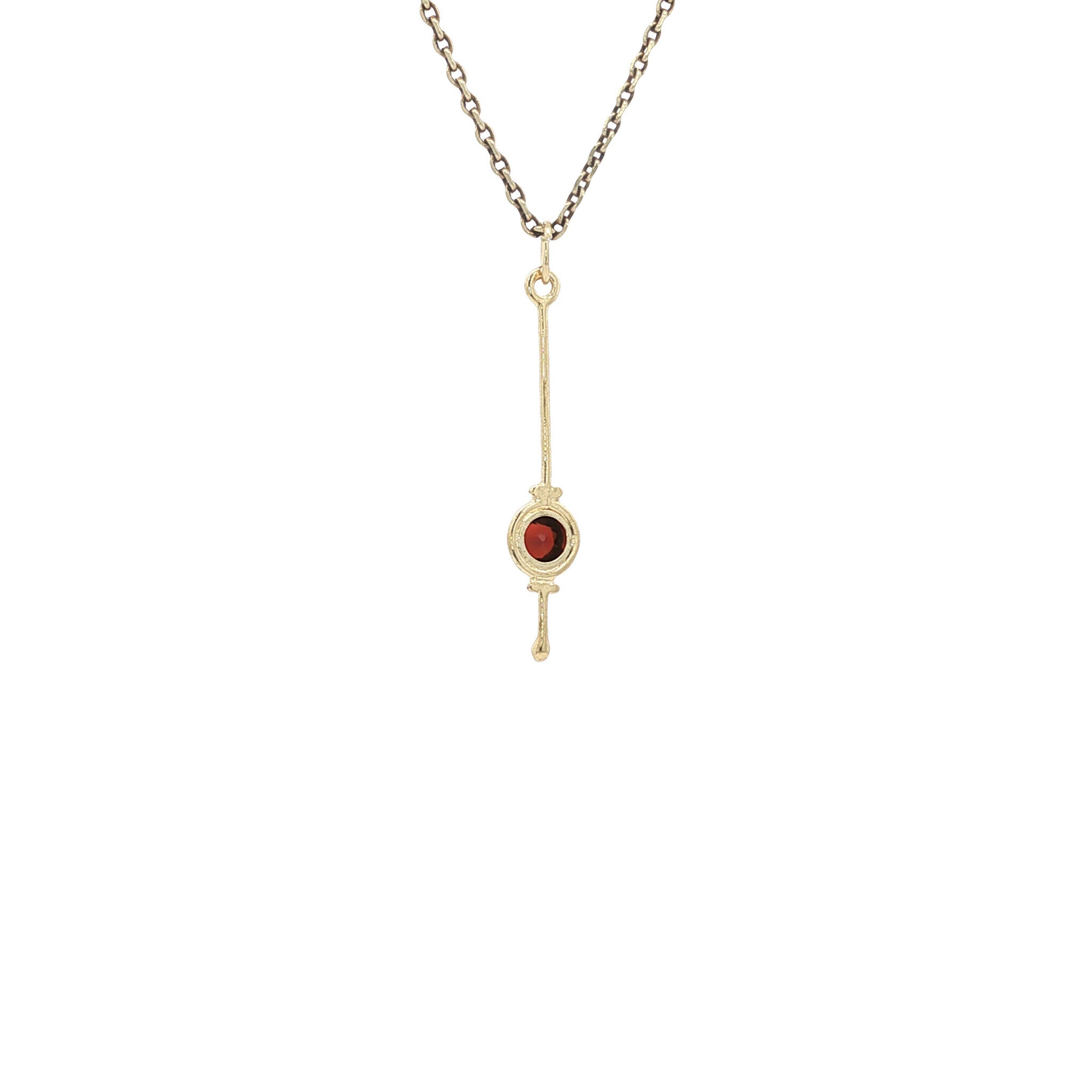 Gouden vintage hanger met granaat 14 kt