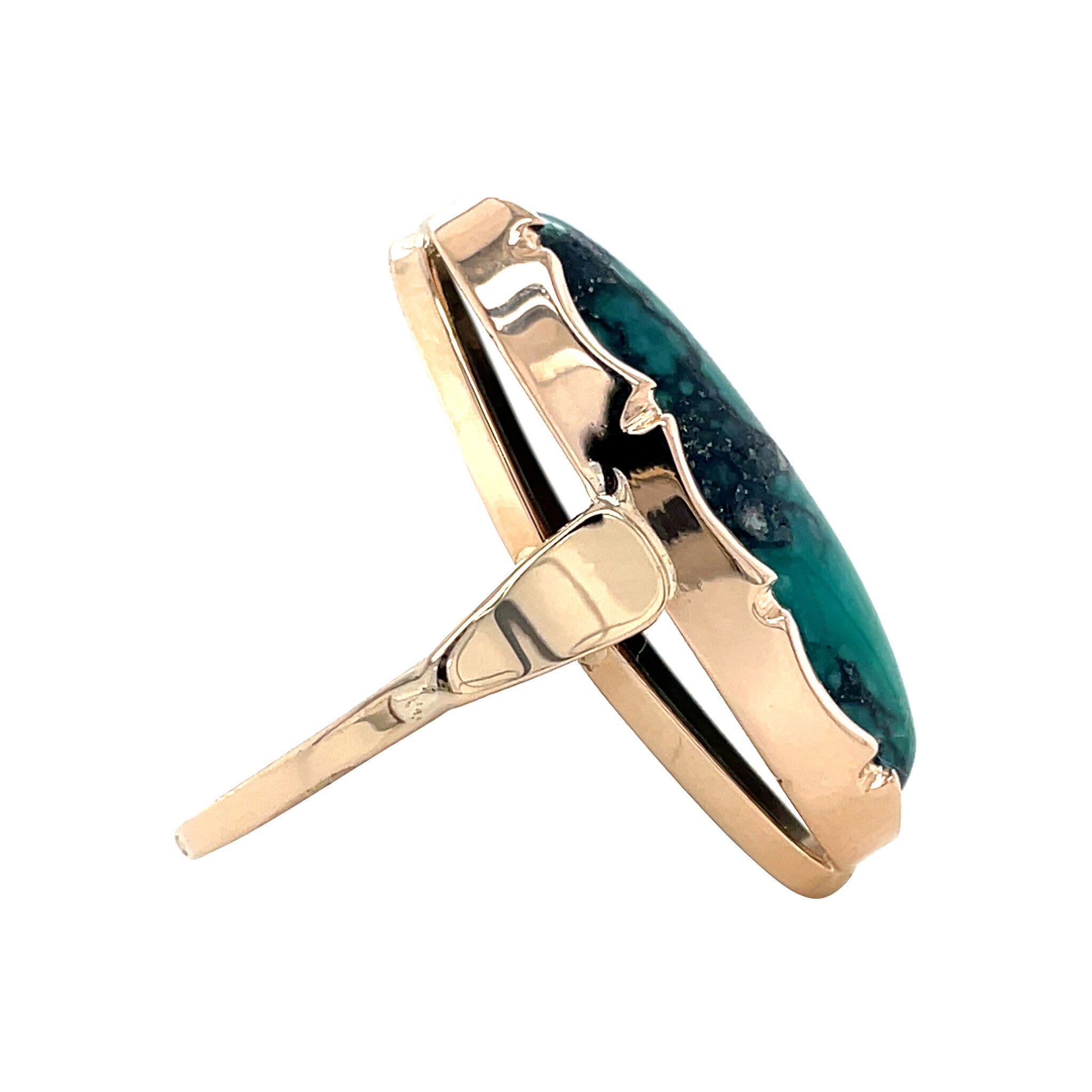 Gouden vintage ring met turkoois 14 krt