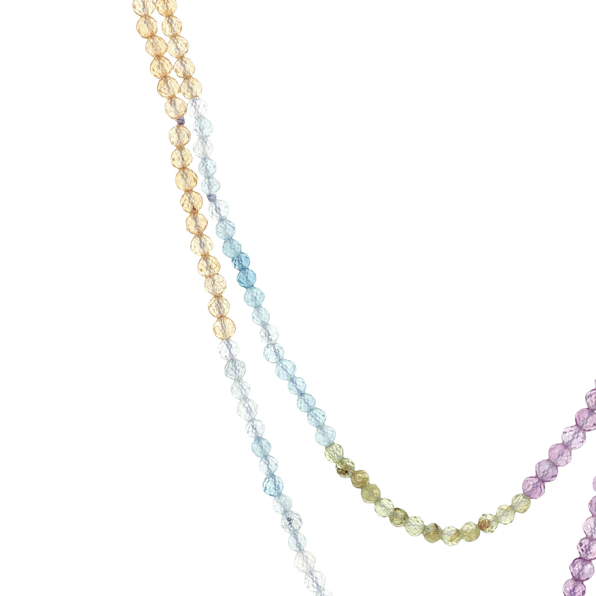 Amethist, citrien, peridoot en aquamarijn collier met gouden sluiting 14 kt