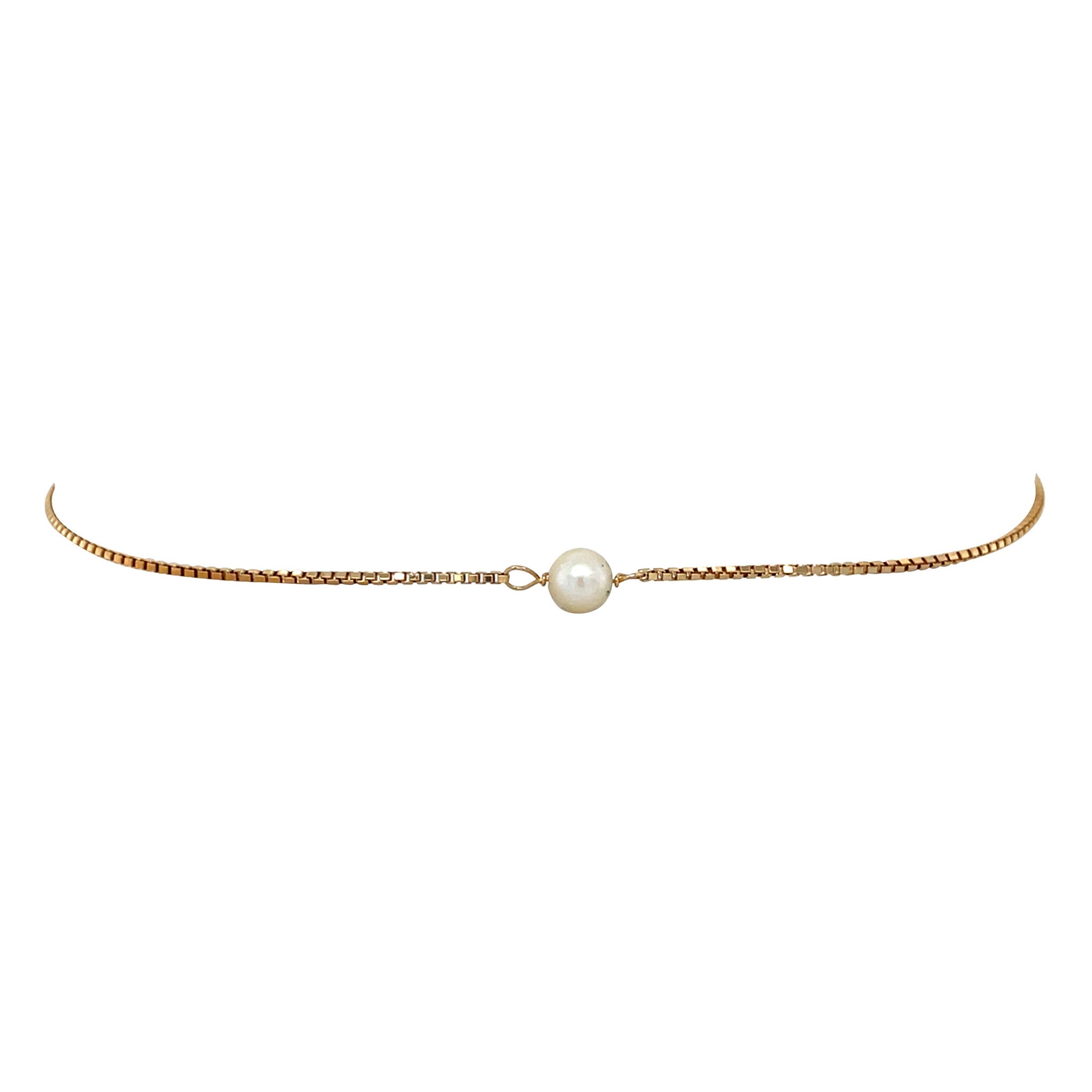Gouden venetiaan armband met parel 14 krt