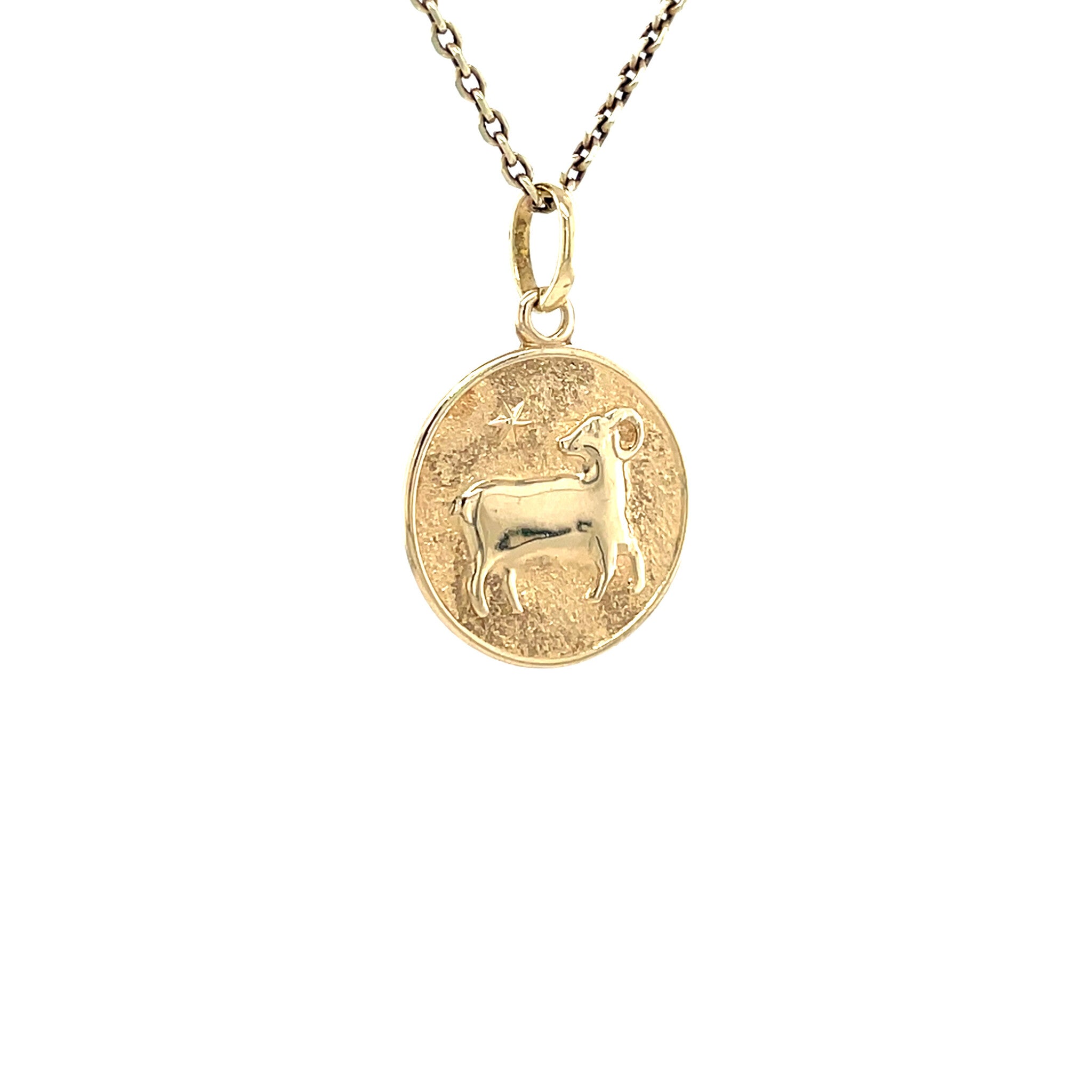 14 kt gold vintage ram pendant