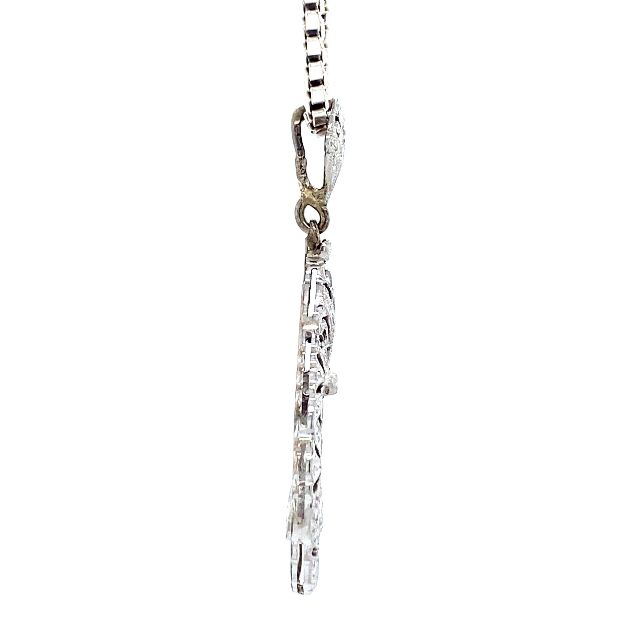Witgouden vintage hanger met diamant 14 krt