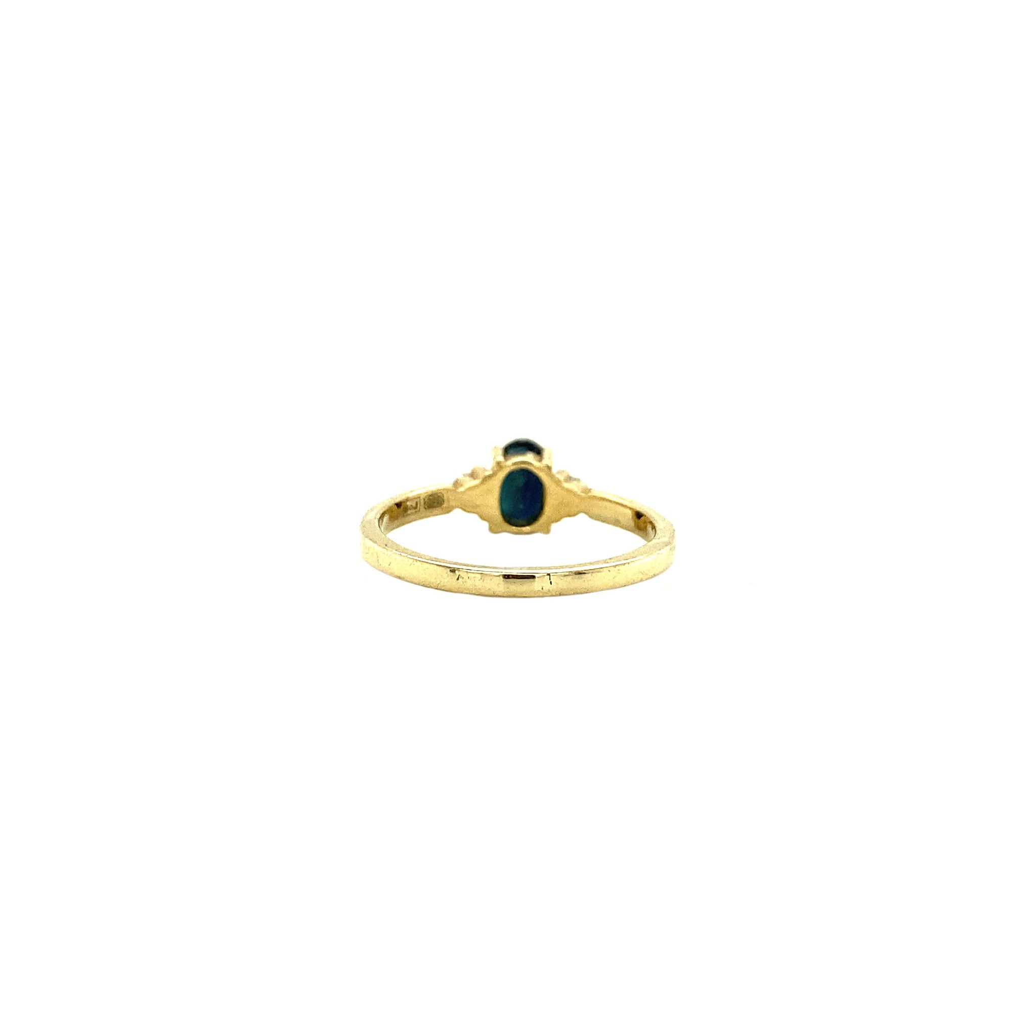 Gold ring with sapphire and diamond 14 crt