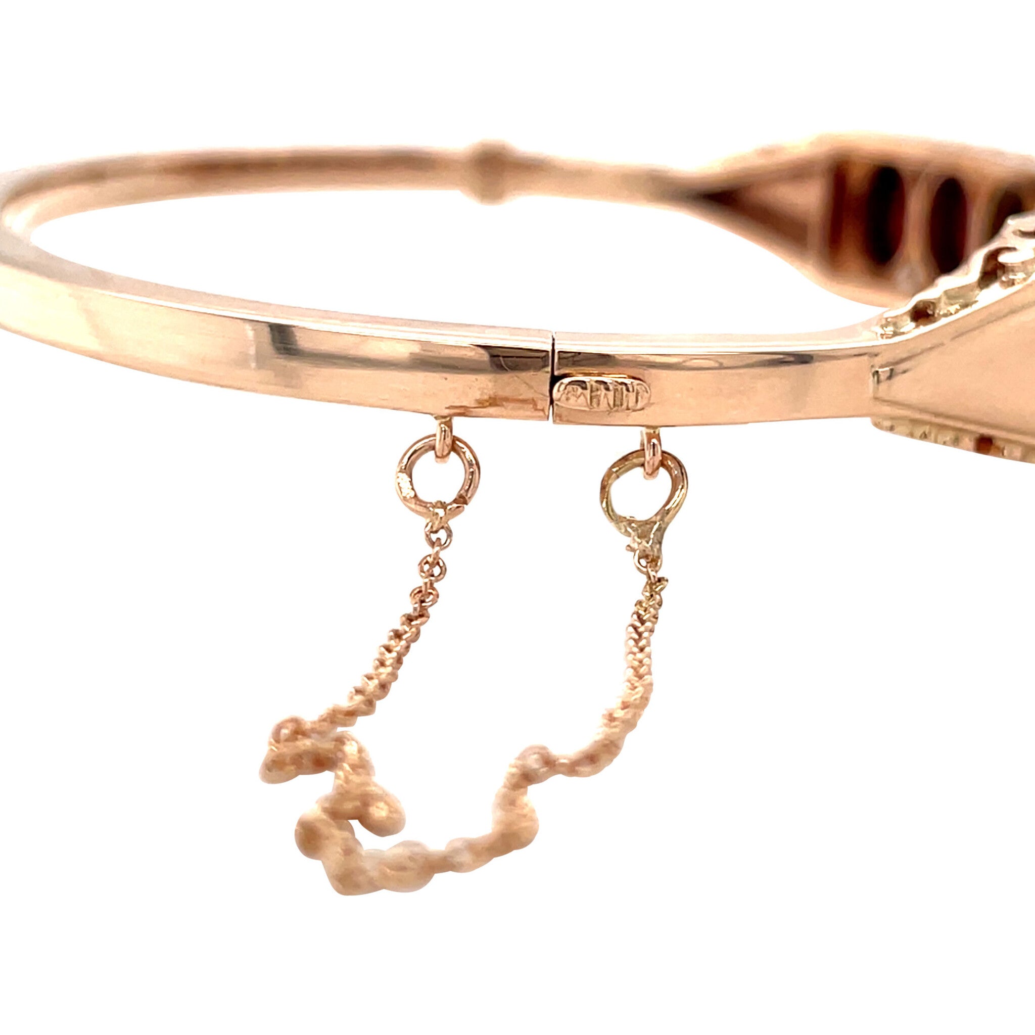 Roségouden vintage bangle met granaat 14 krt