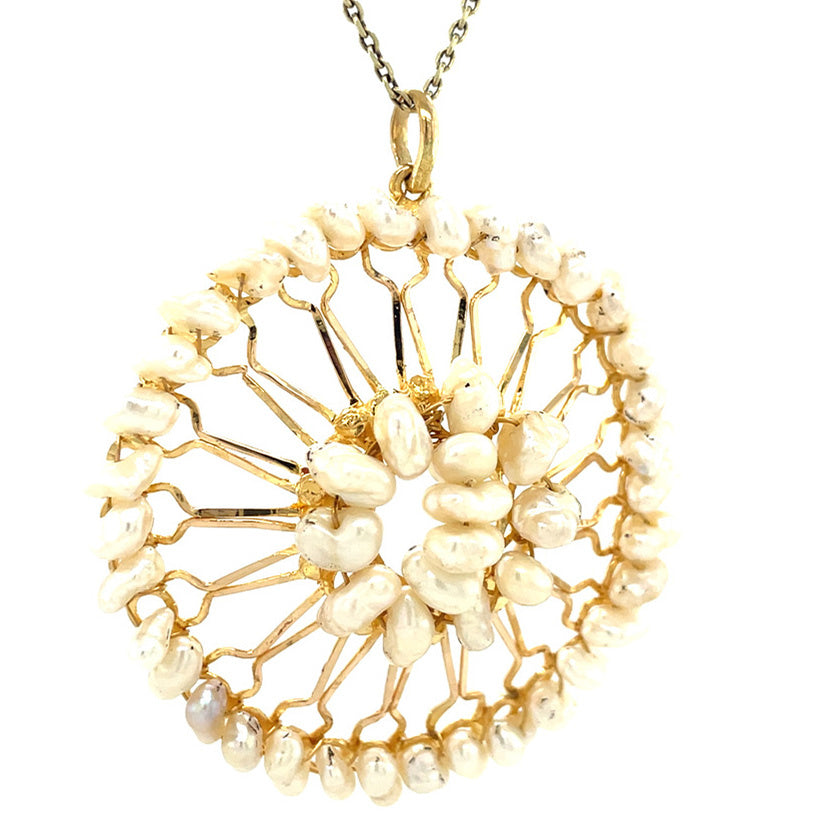 Vintage 20 kt gold pendant with pearl