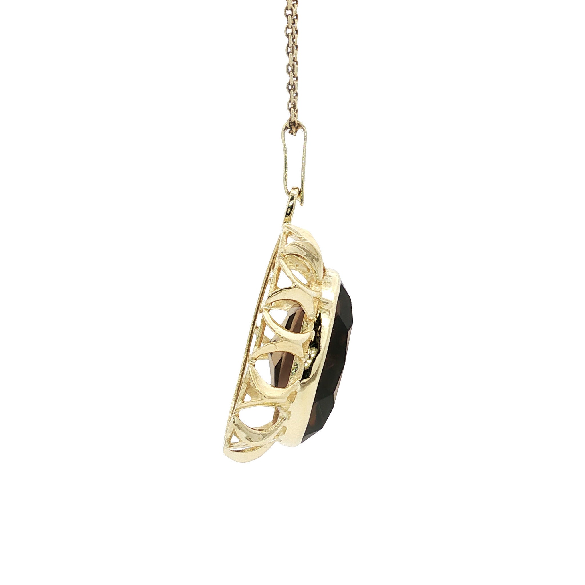Golden vintage pendant with smoky topaz 14 kt