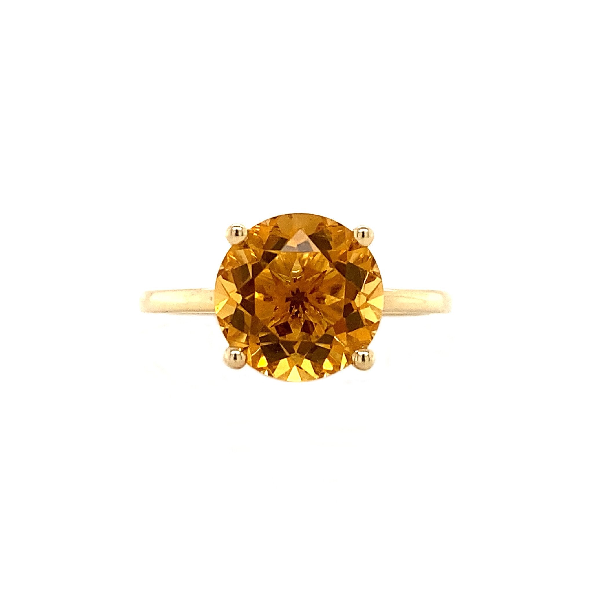 14 kt gold solitaire ring with citrine