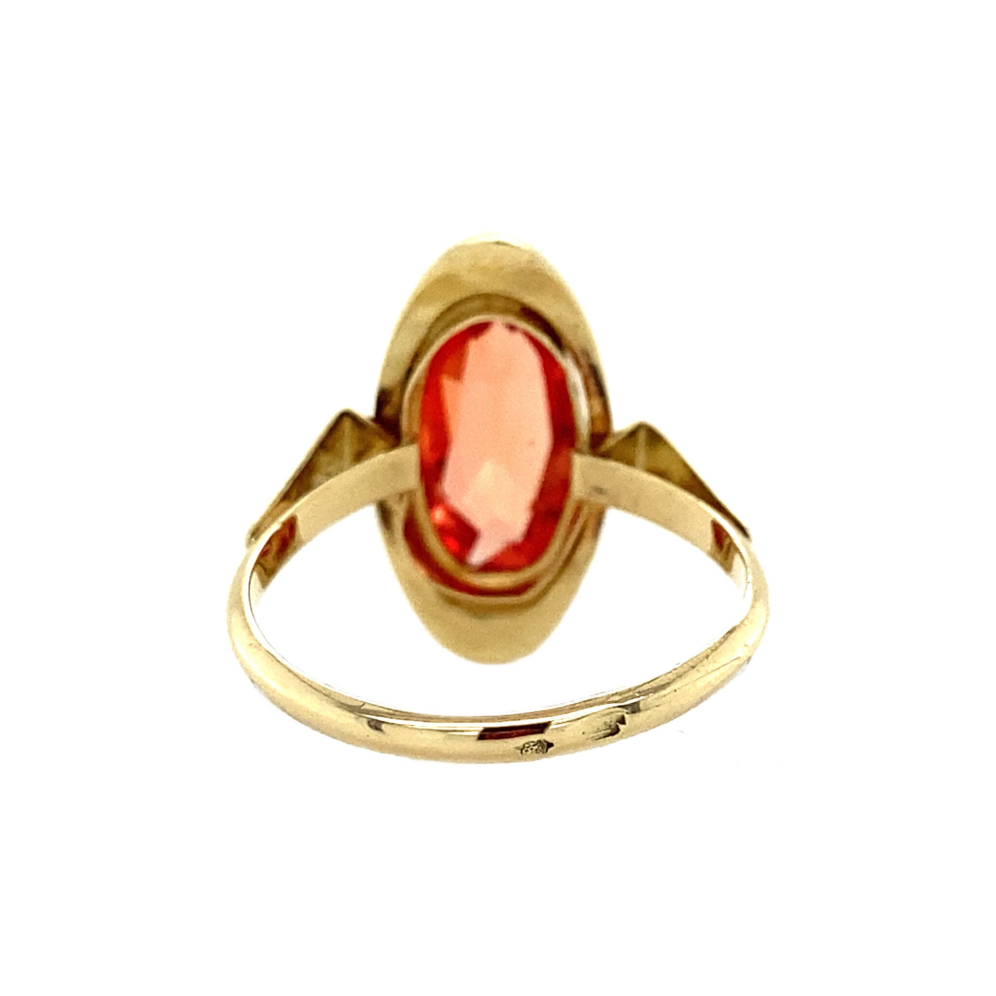 Gouden ring met oranje saffier 14 krt