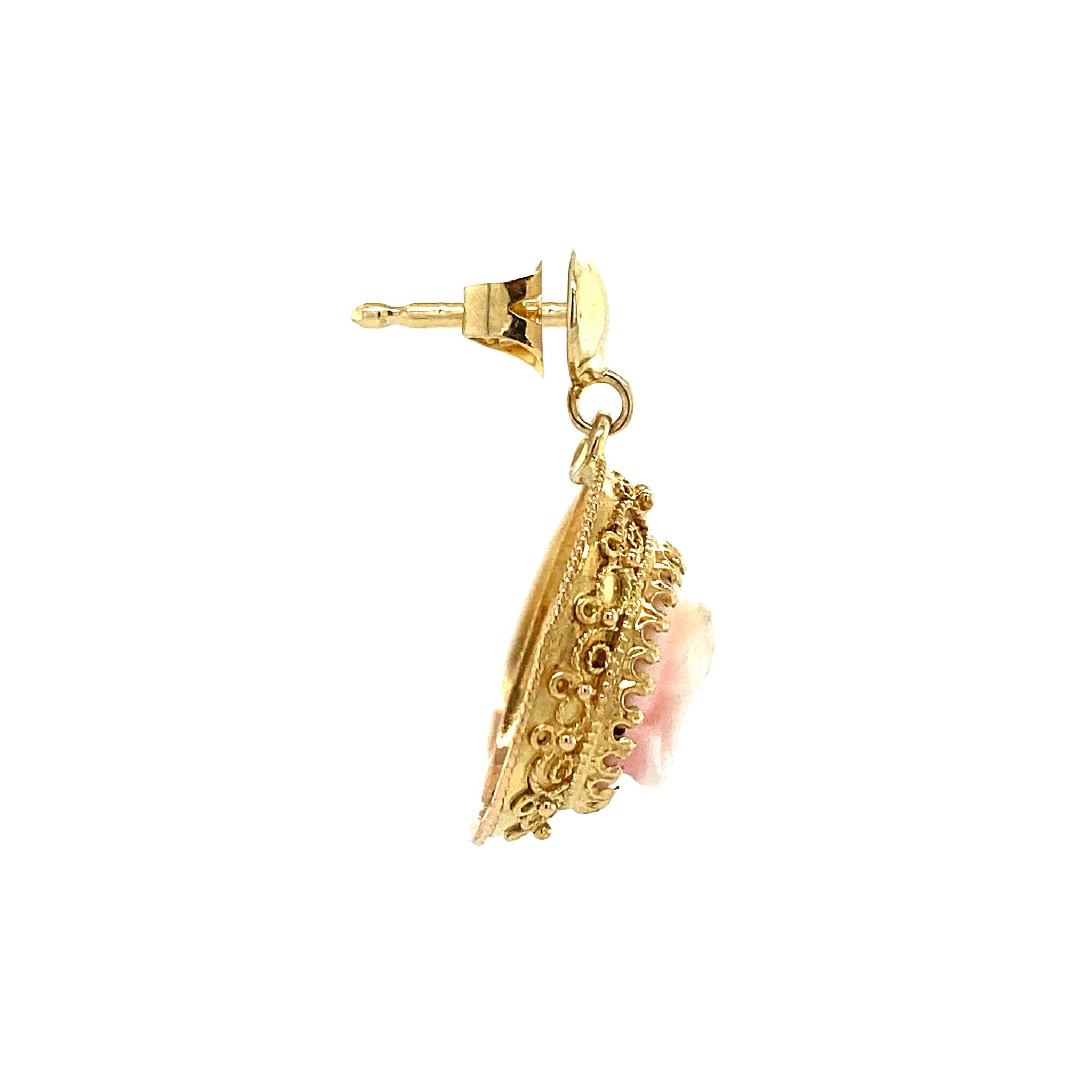 14 kt gold cameo earrings