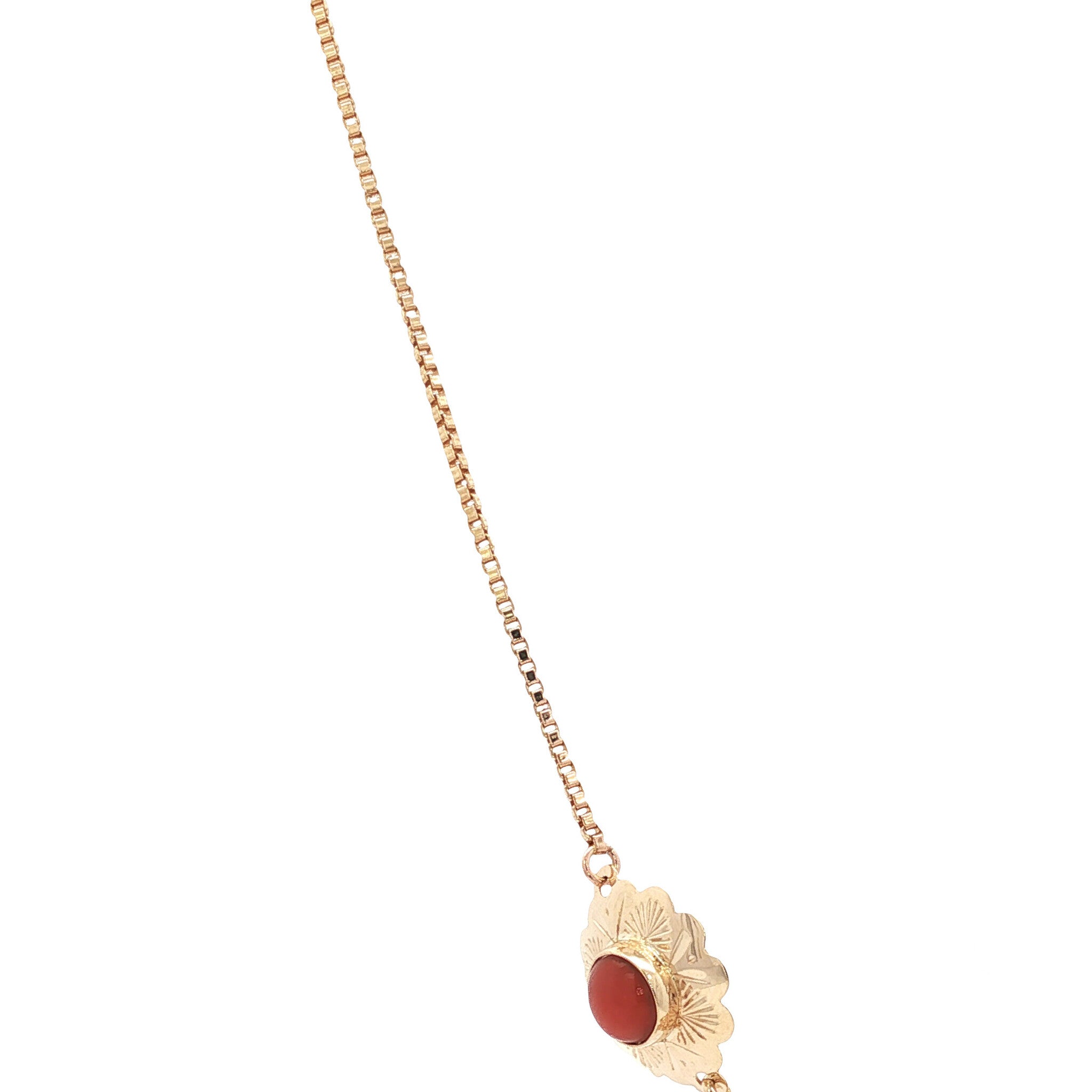 Gold necklace with blood coral 14 kt