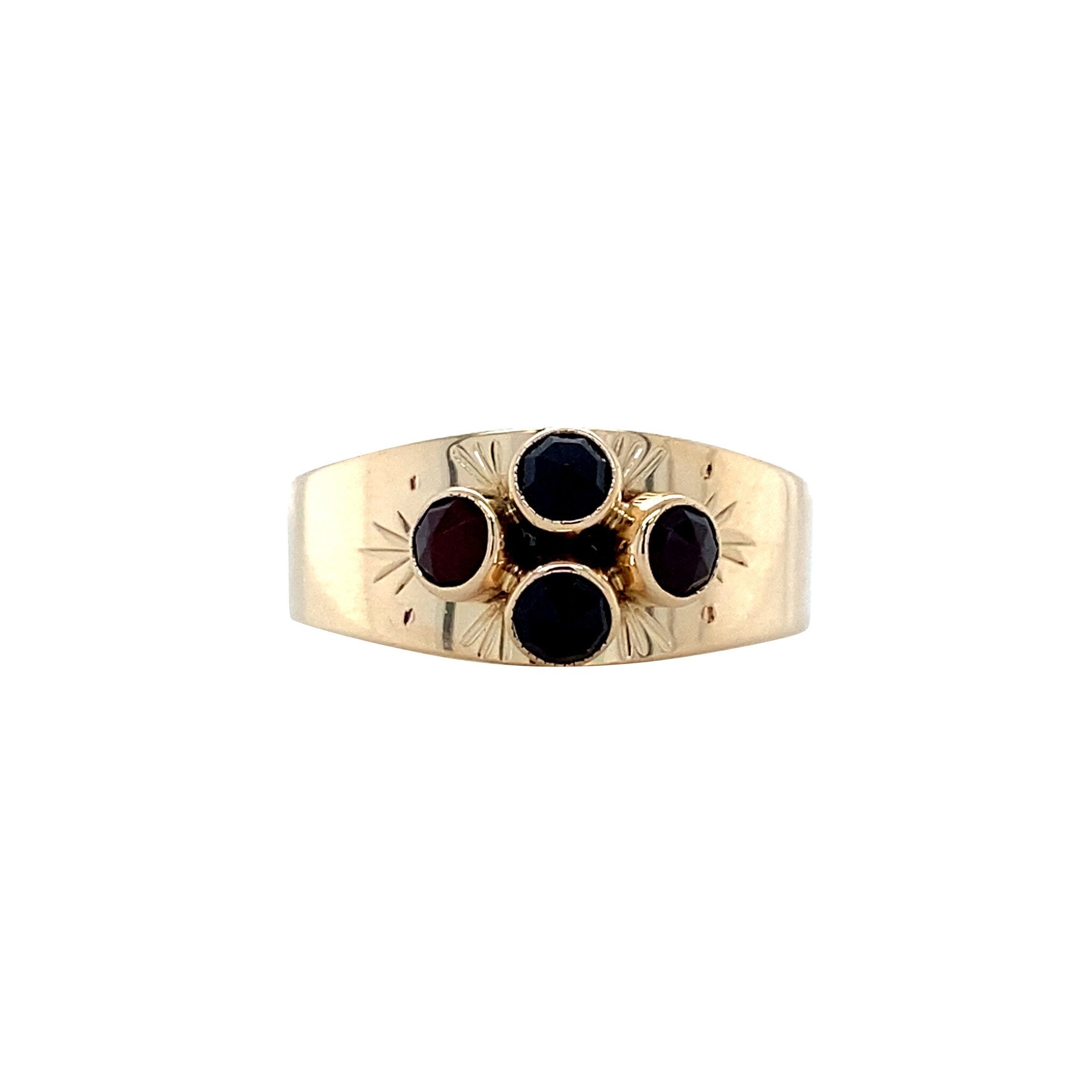 Vintage gold ring with garnet, 14 kt