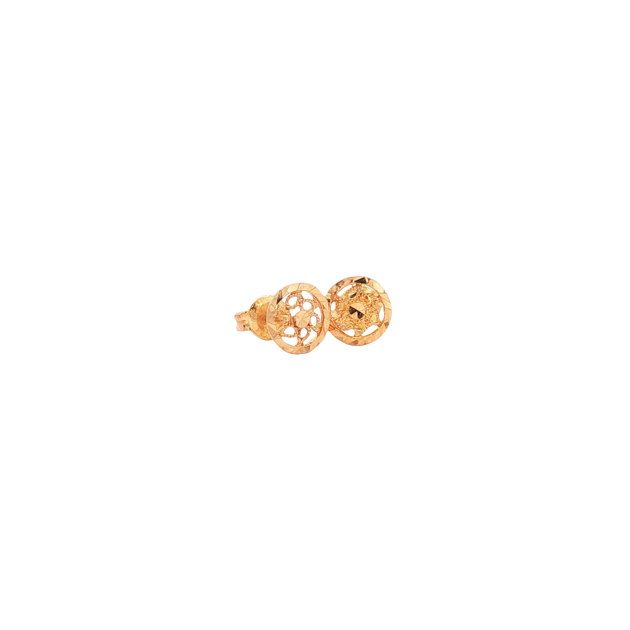 Gold vintage fantasy stud earrings 20 kt