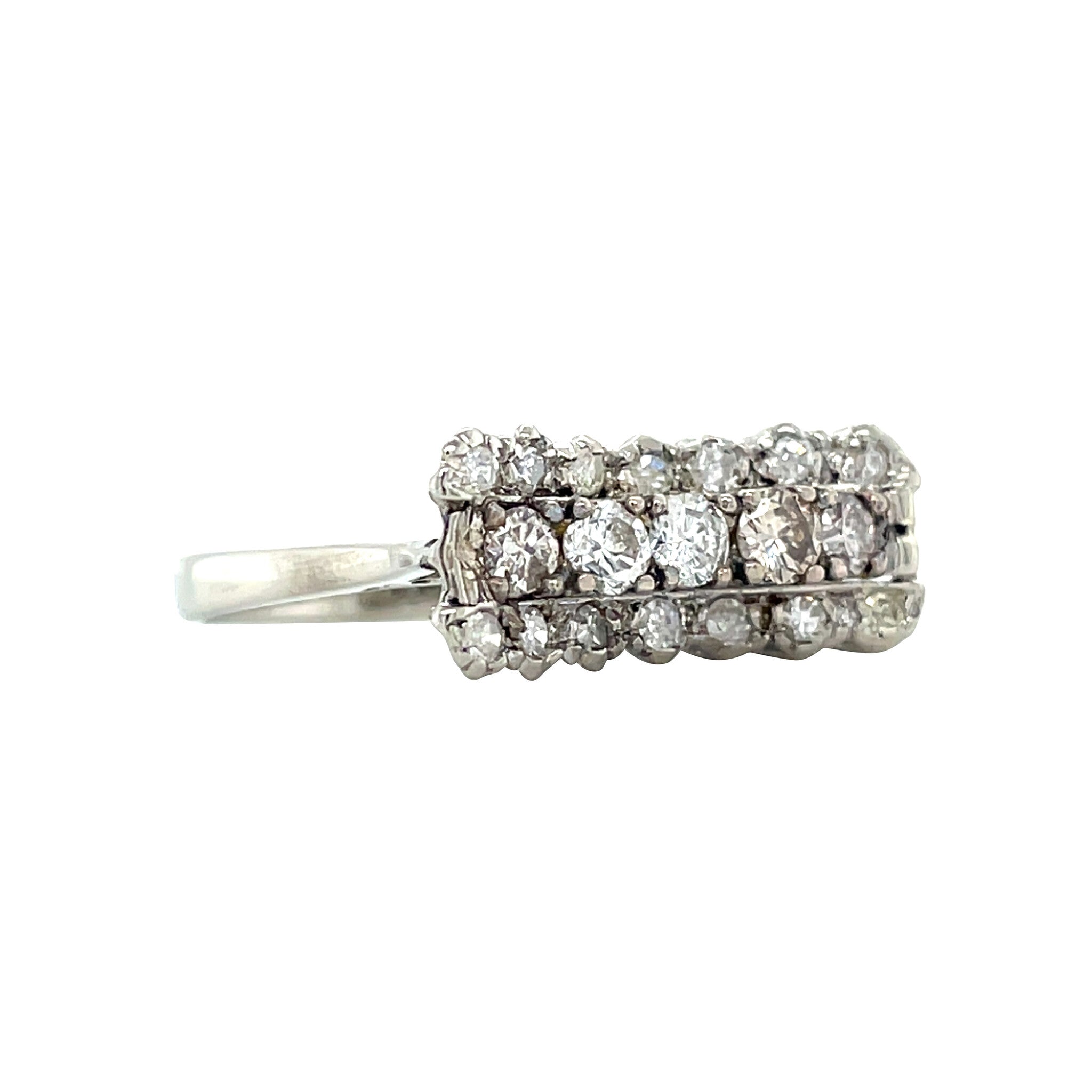 Witgouden vintage ring met diamant 14 krt