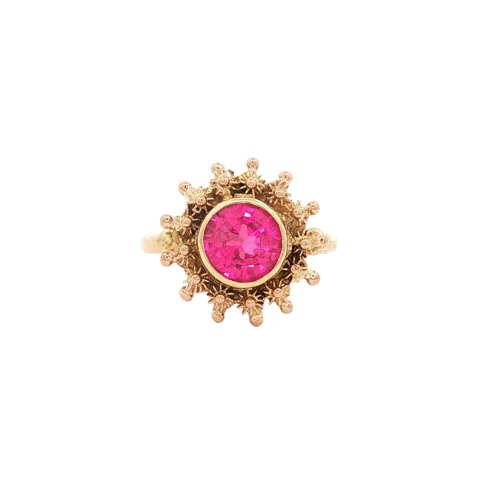 Gouden vintage ring met robijn 20 kt