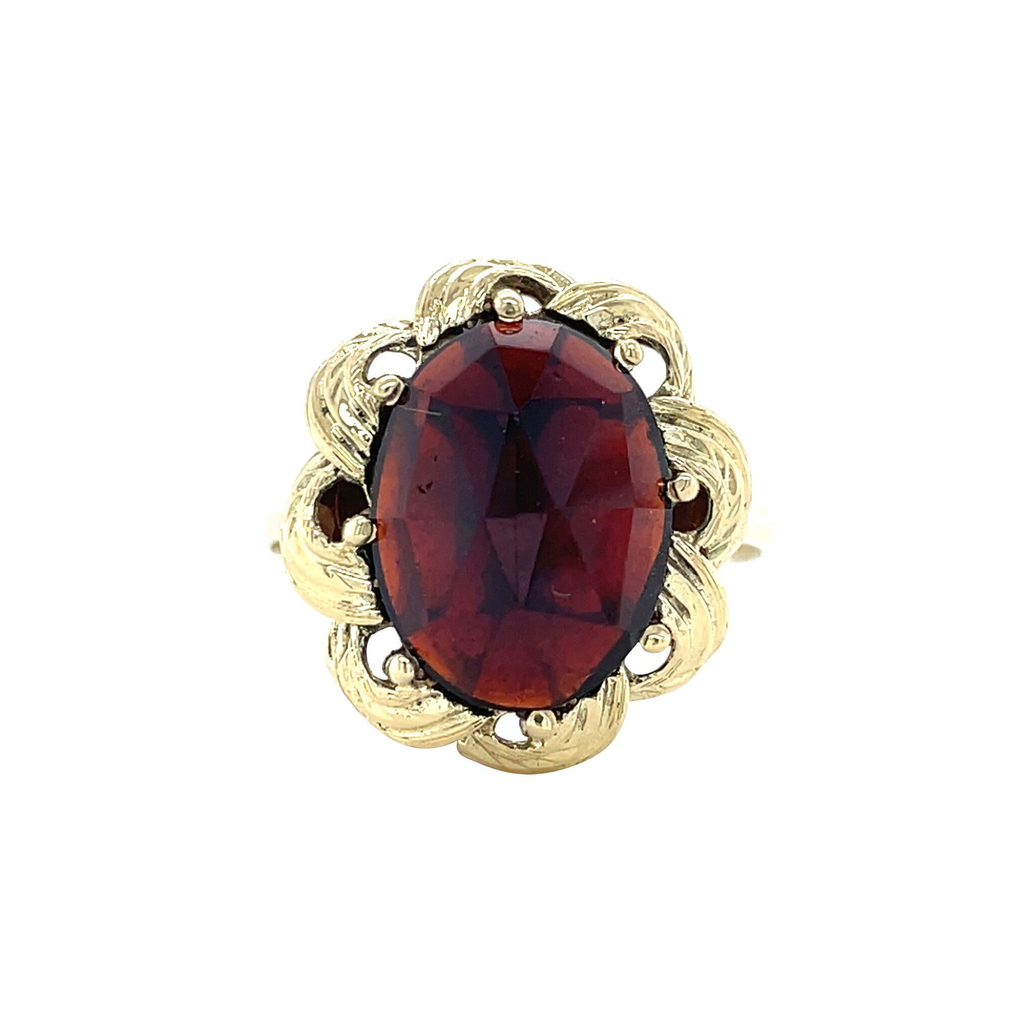 Gold vintage ring with garnet 14 kt