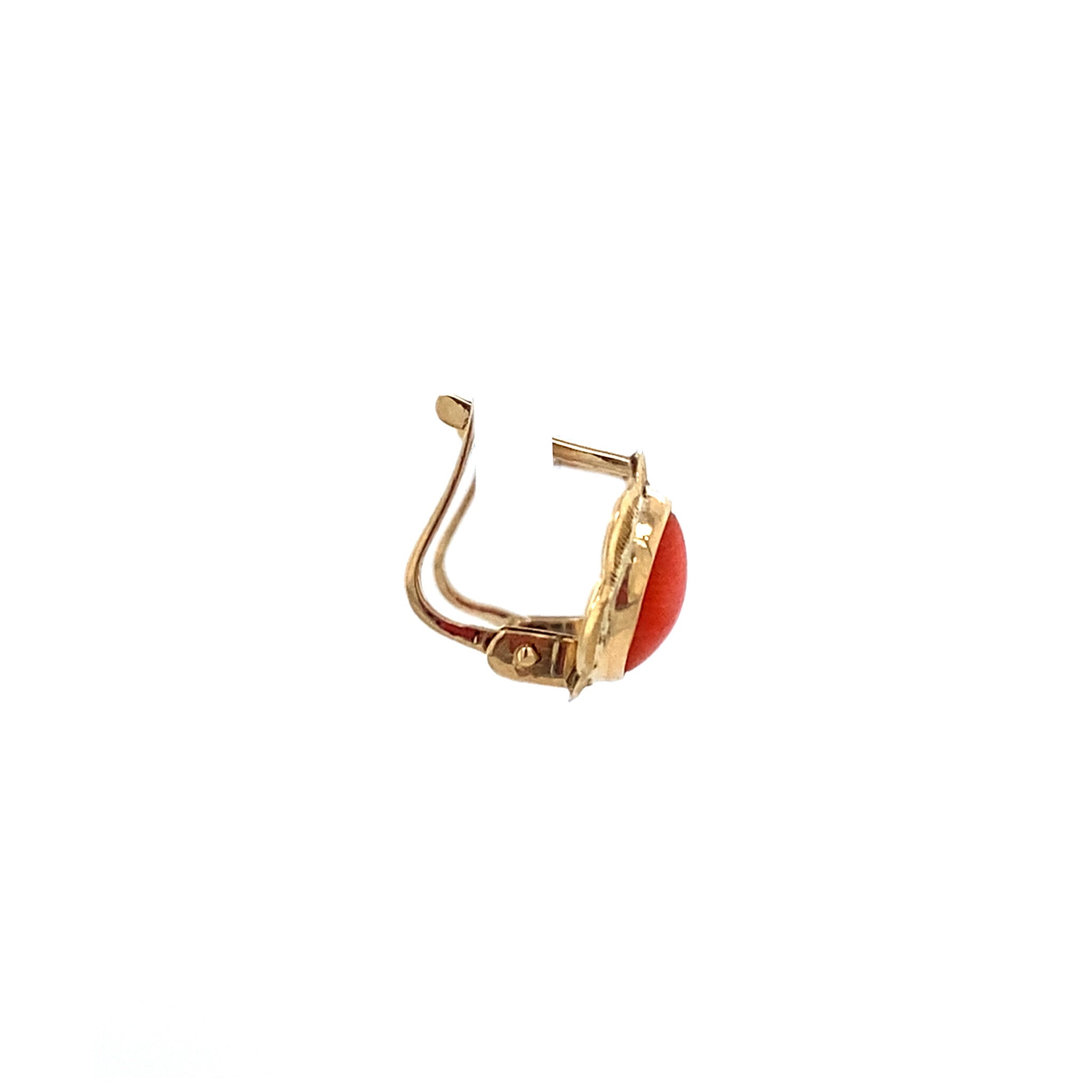 Gouden vintage oorhangers met bloedkoraal 14 krt