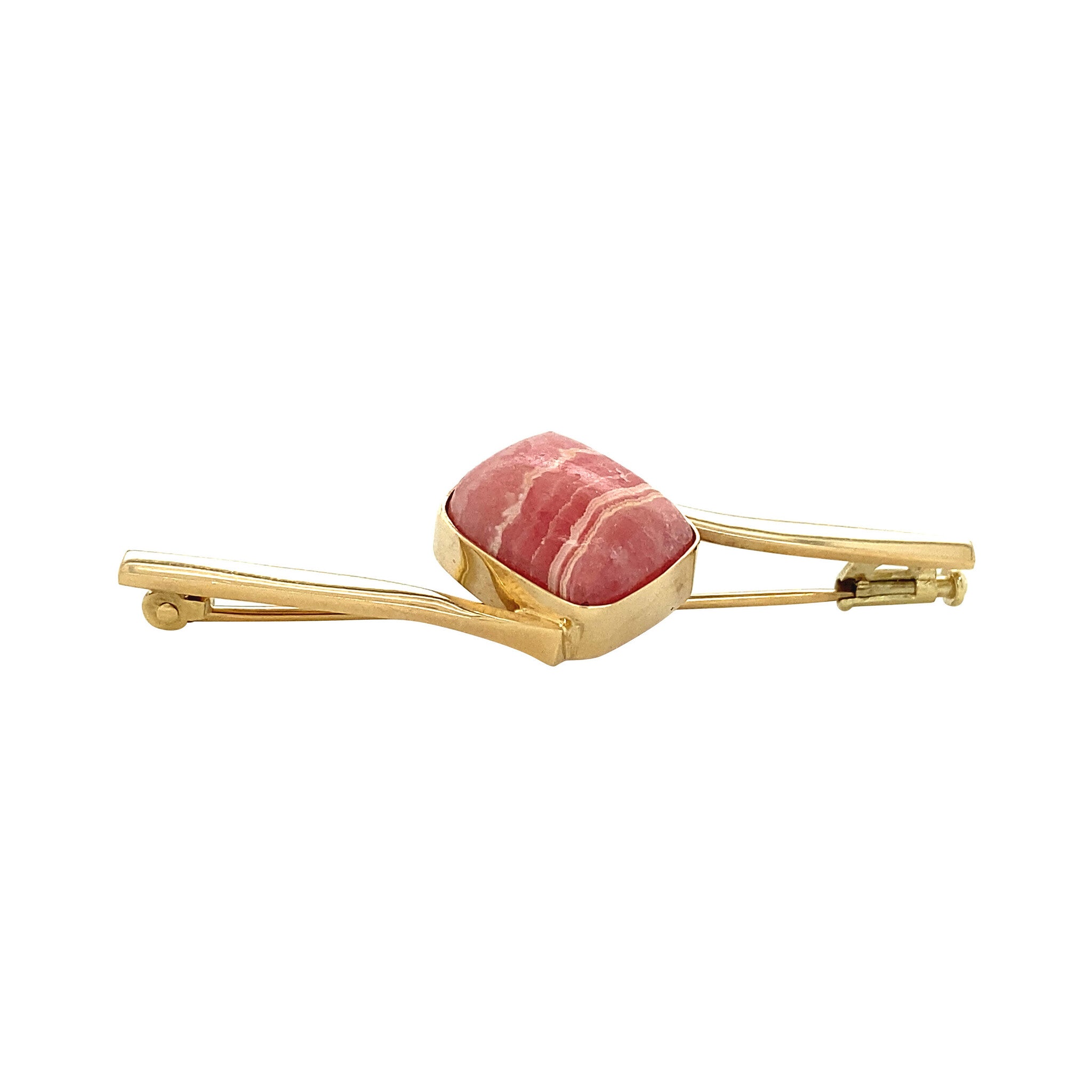 14 kt vintage gold brooch with rhodochrosite