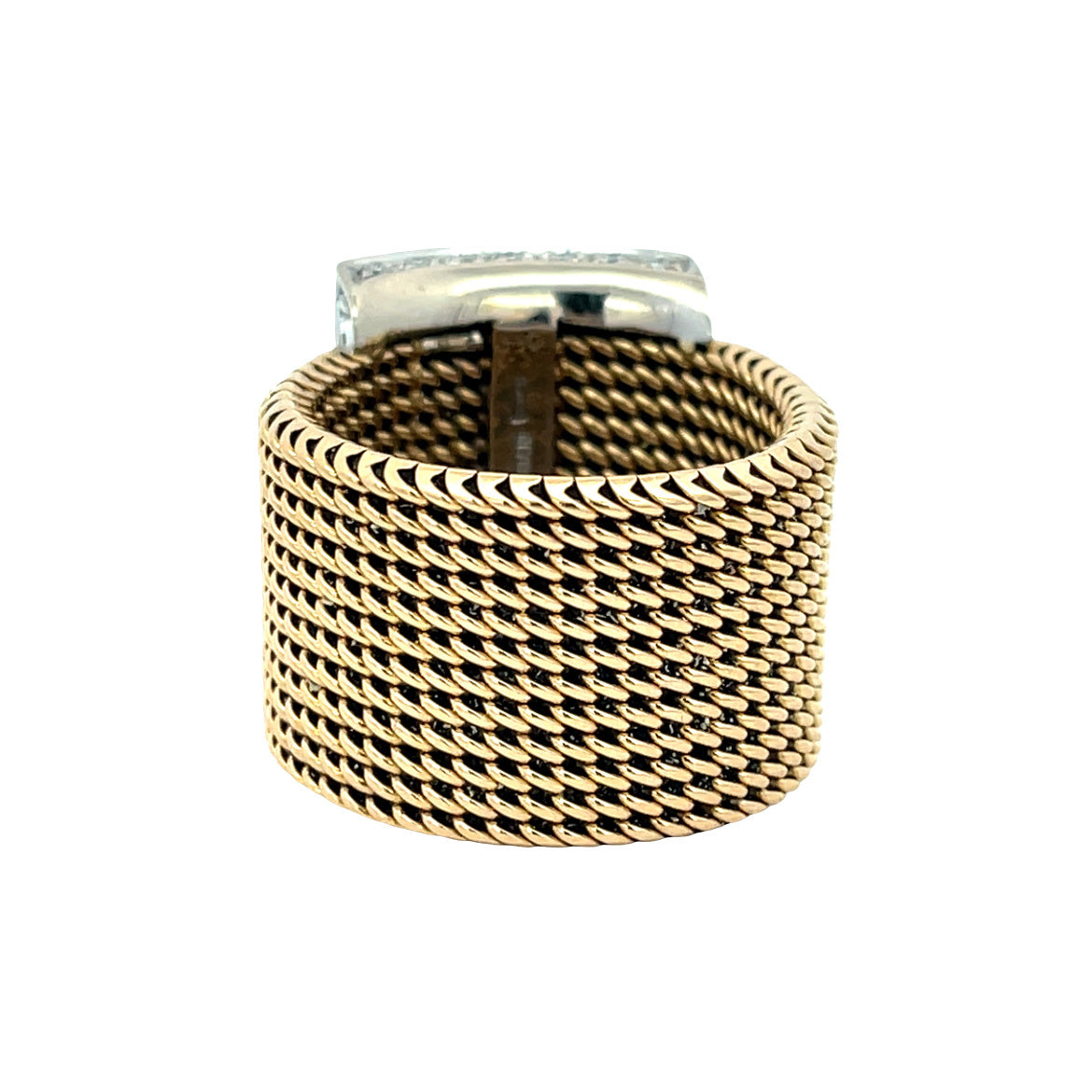 Two-tone vintage 18 kt gold ring with diamond