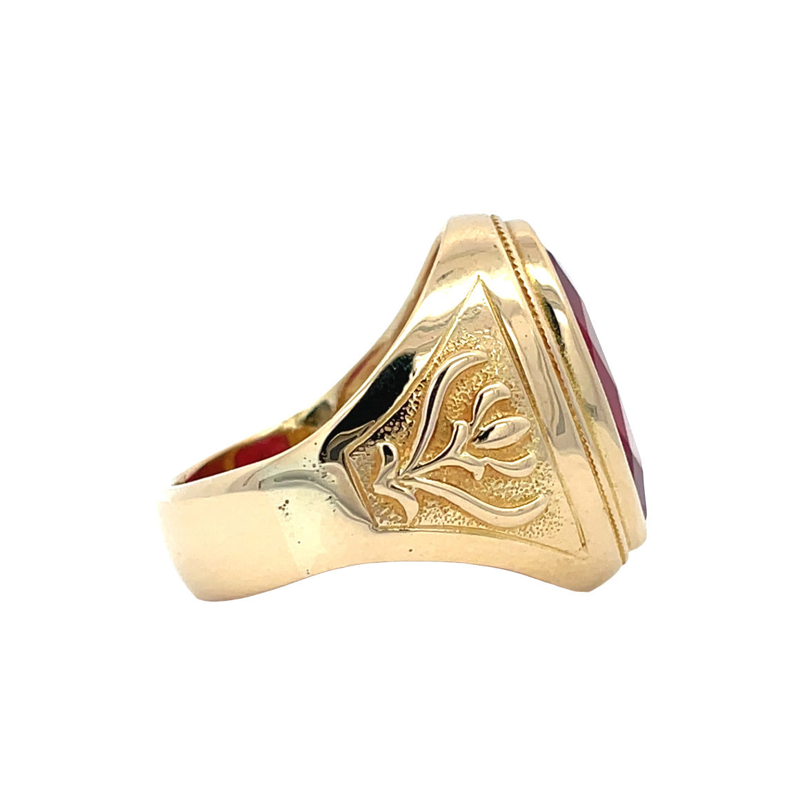 Gouden vintage ring met robijn 14 kt