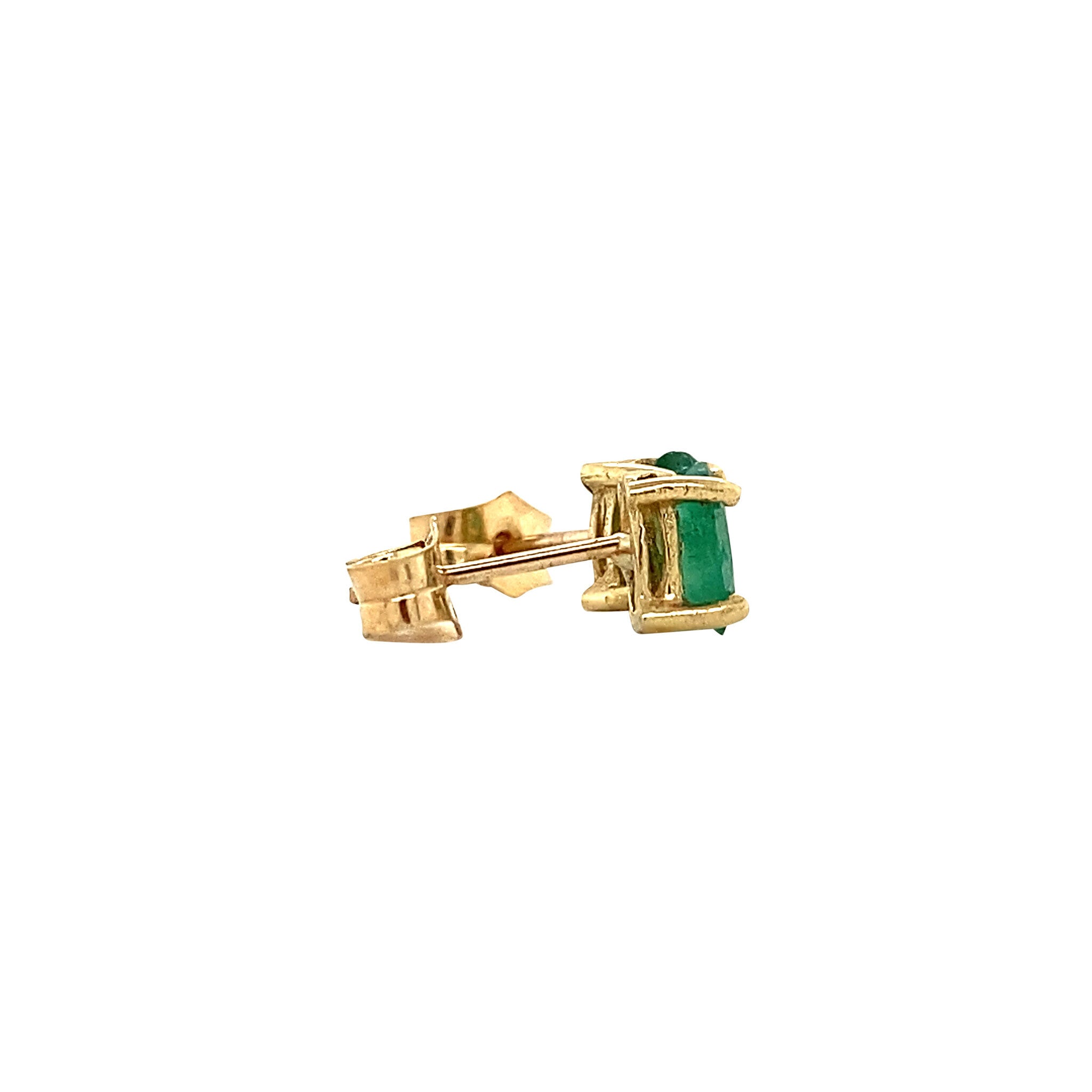 14 kt gold stud earrings with emeralds