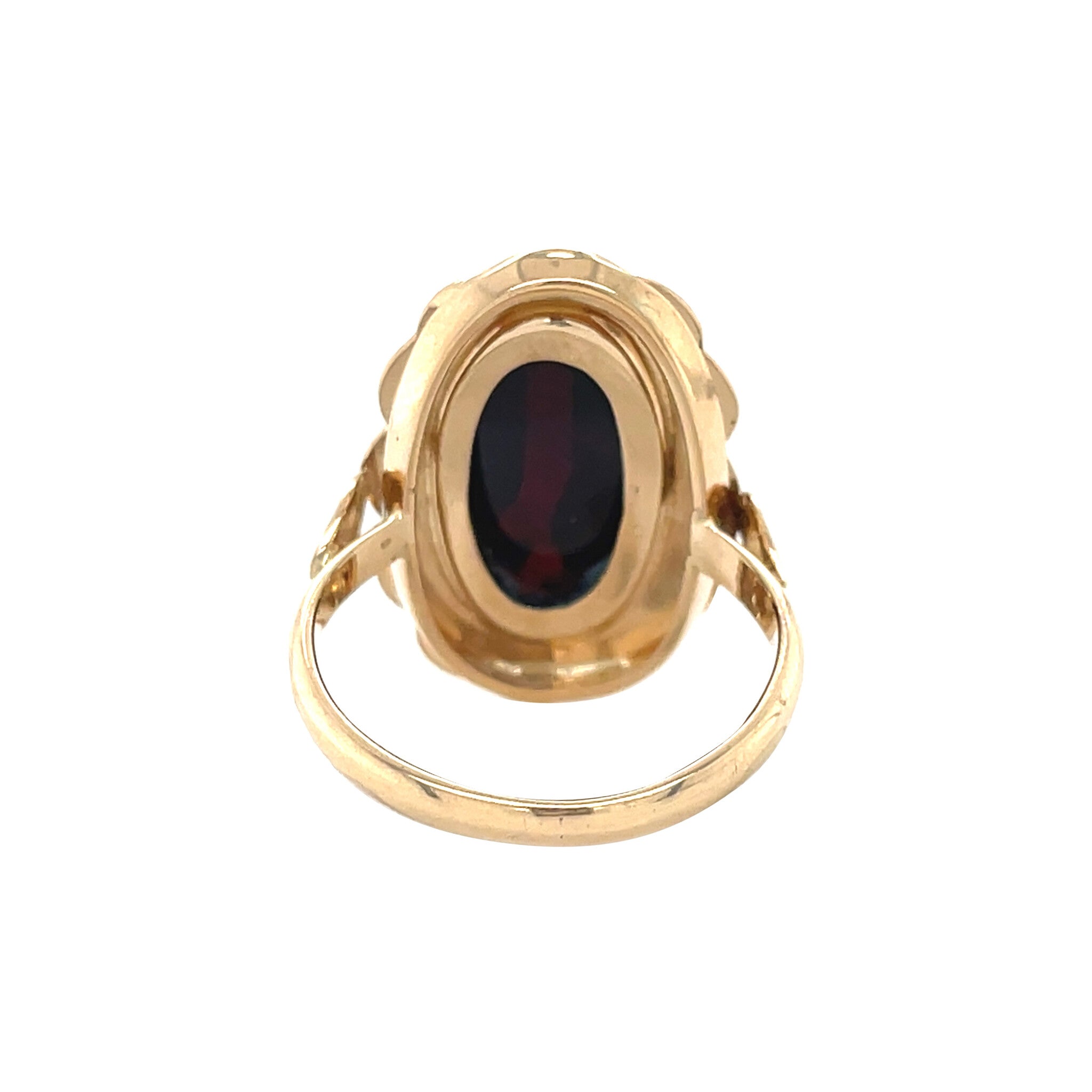 Gouden vintage ring met granaat 14 krt