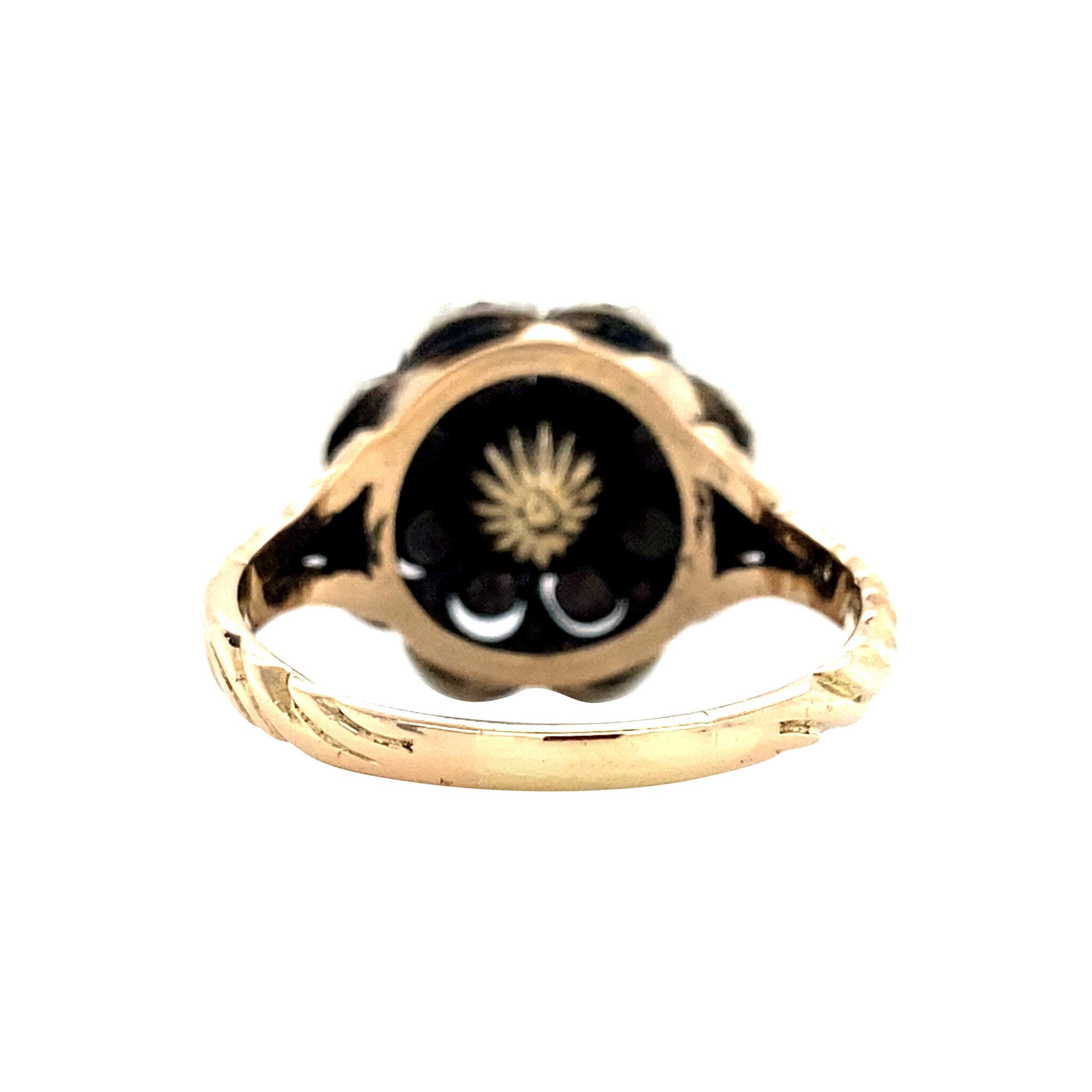 Gold entourage ring with rose diamond 14 kt/925