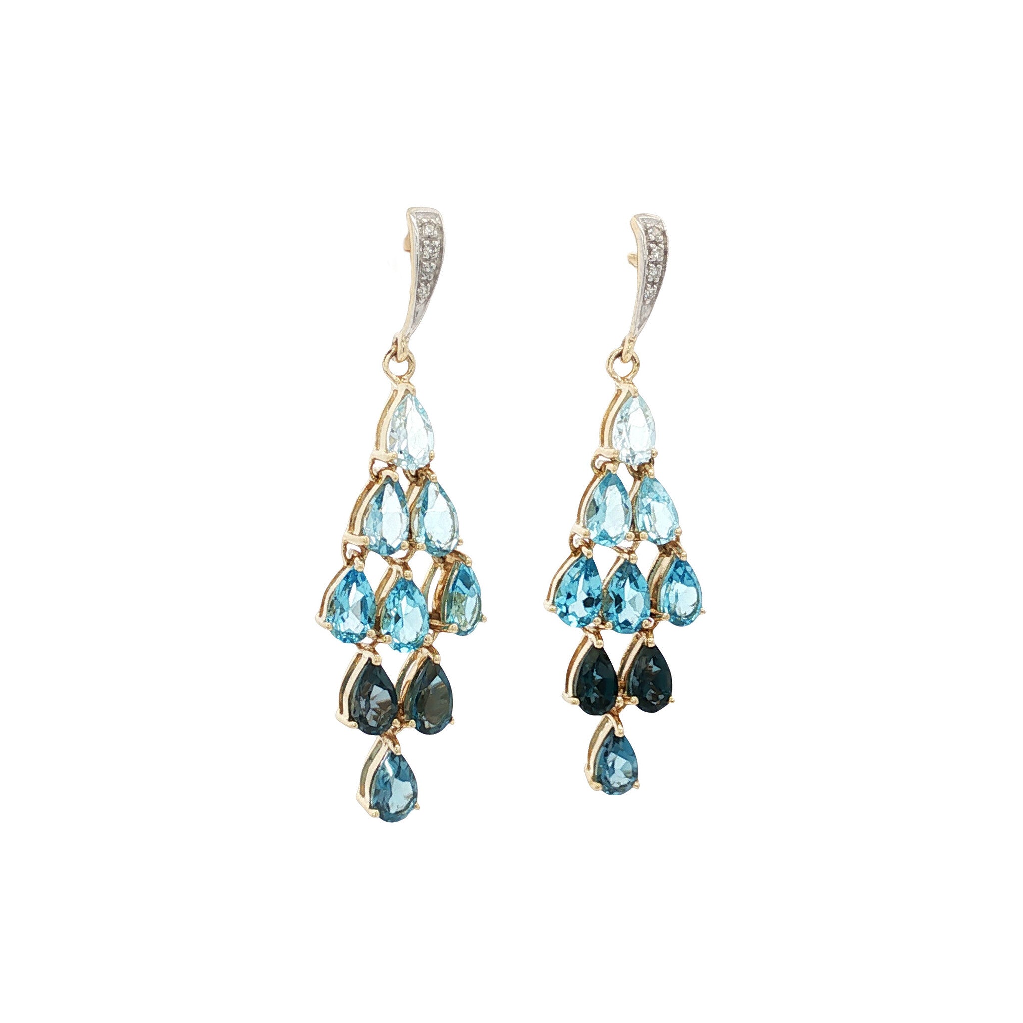 Earrings with topaz and diamond 9 kt